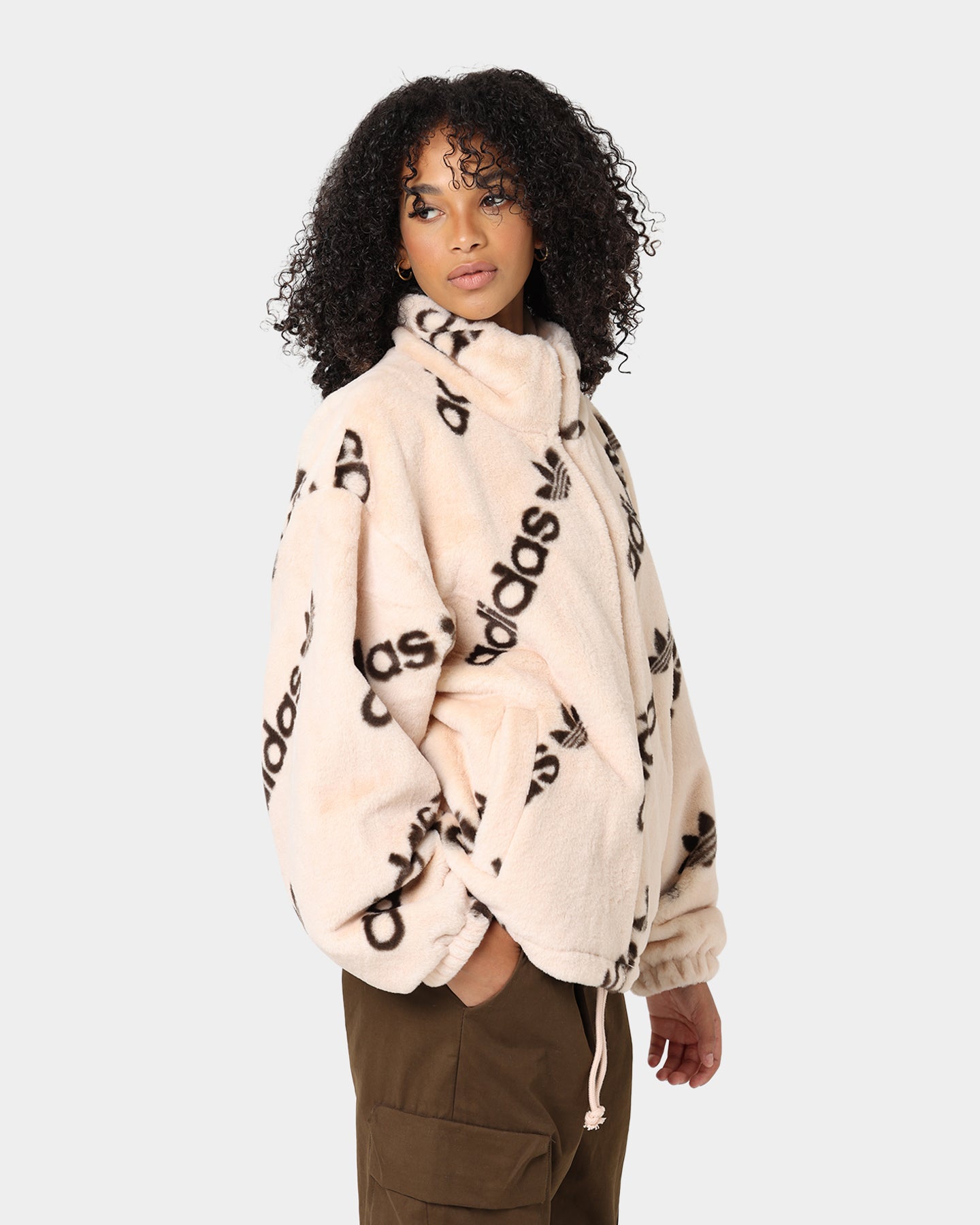 Adidas Women's Fur Jacket Halo Blush Pink - Cozy Winter Outerwear for Women | Perfect for Cold Weather, Snow Days & Fashion Outings