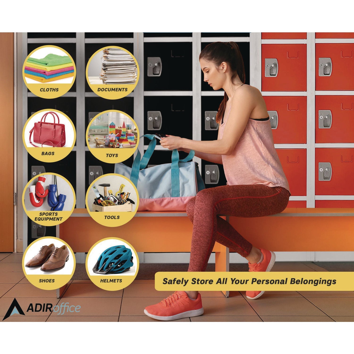 Steel Storage Locker with 6 Compartments - 12 x 12 x 72 Inches, Black - Heavy Duty Metal Cabinet for Office, School, Gym & Warehouse Organization