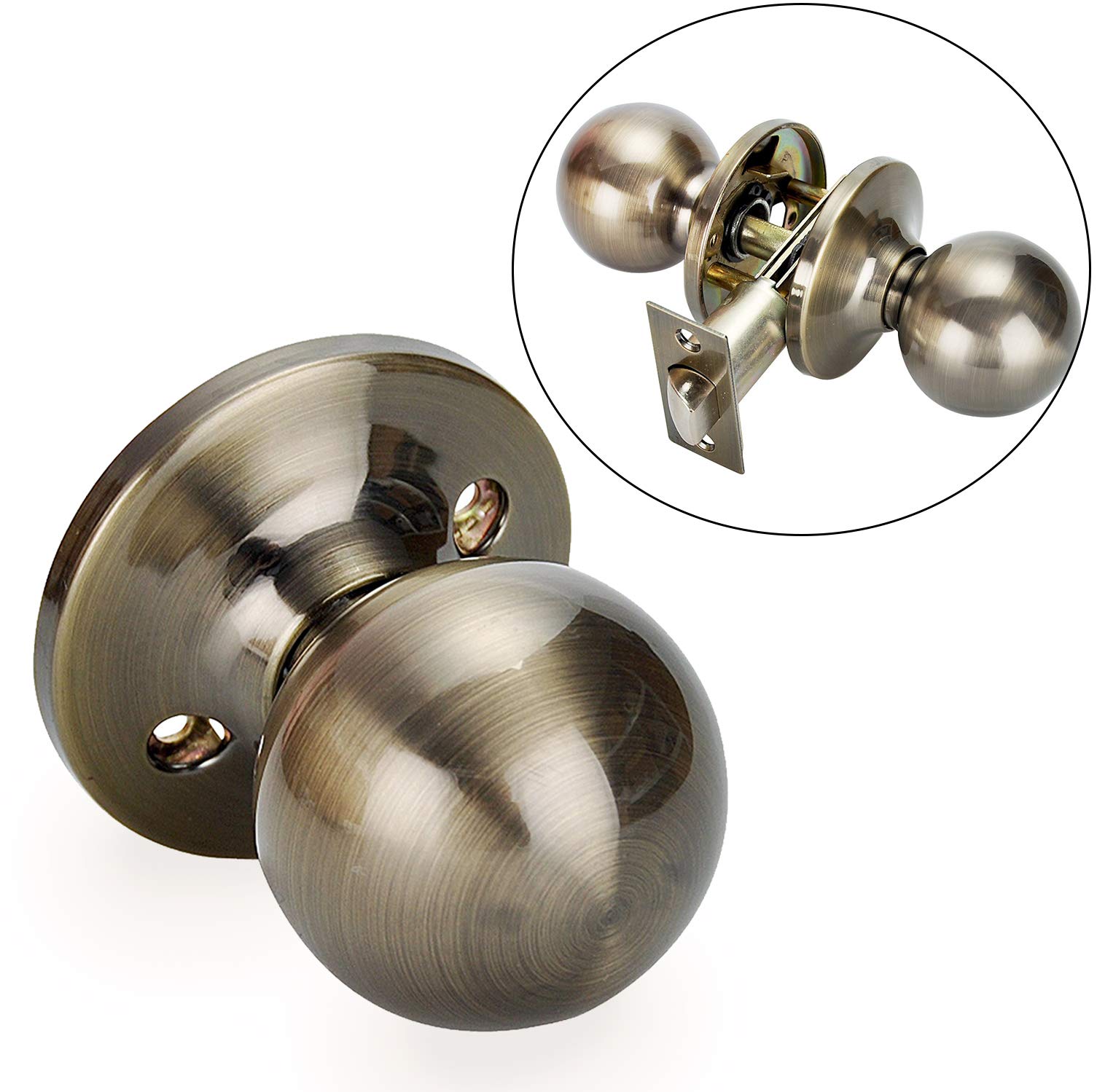 Contemporary Passage Lever Door Handle Set - Non-Locking Reversible for Left/Right Hand Doors - 4 Pack (Hallway, Closet, Bedroom, Office) - 5763-AB-SET