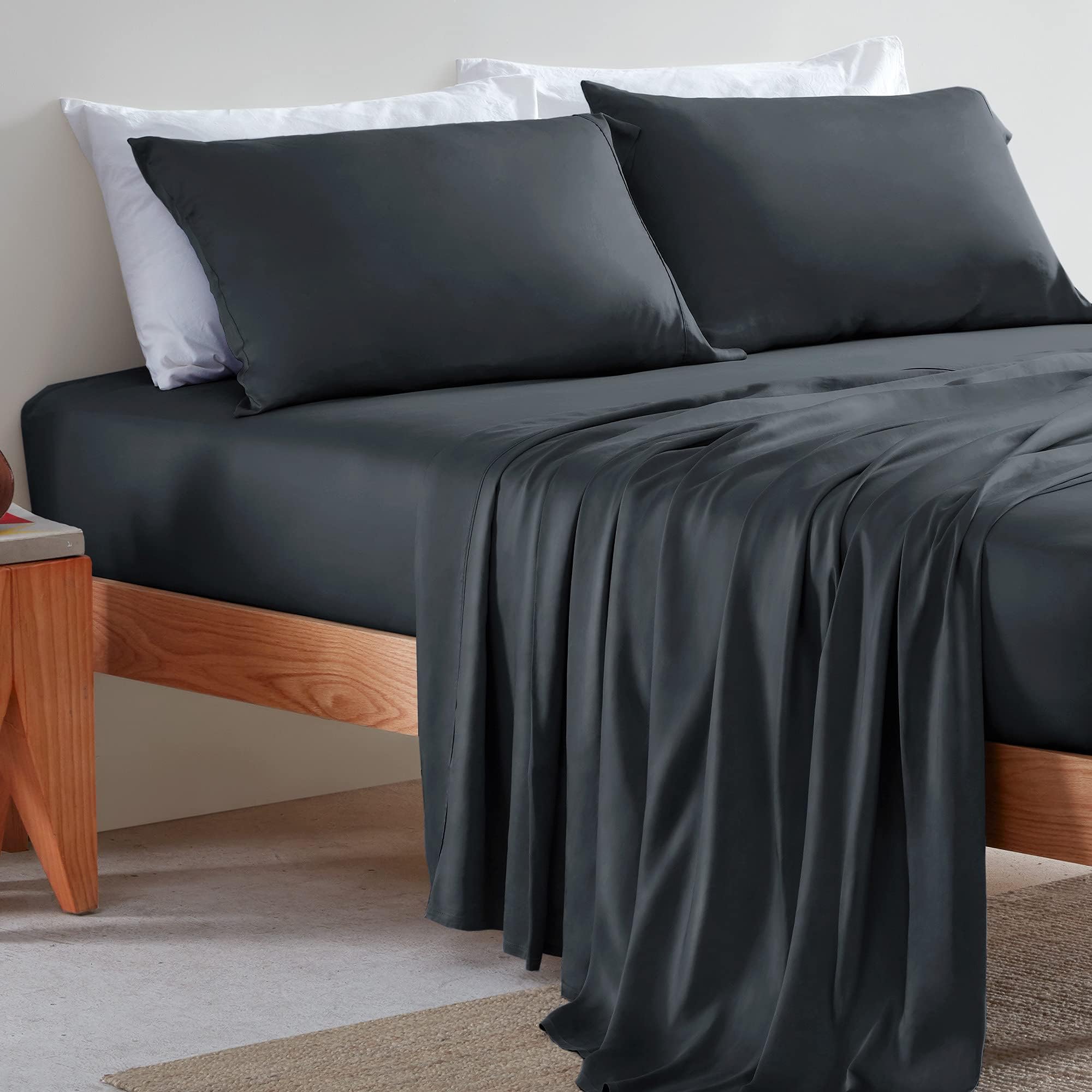 Queen Size Bamboo Viscose Sheets - 100% Silky Cooling Bed Sheet Set with 16