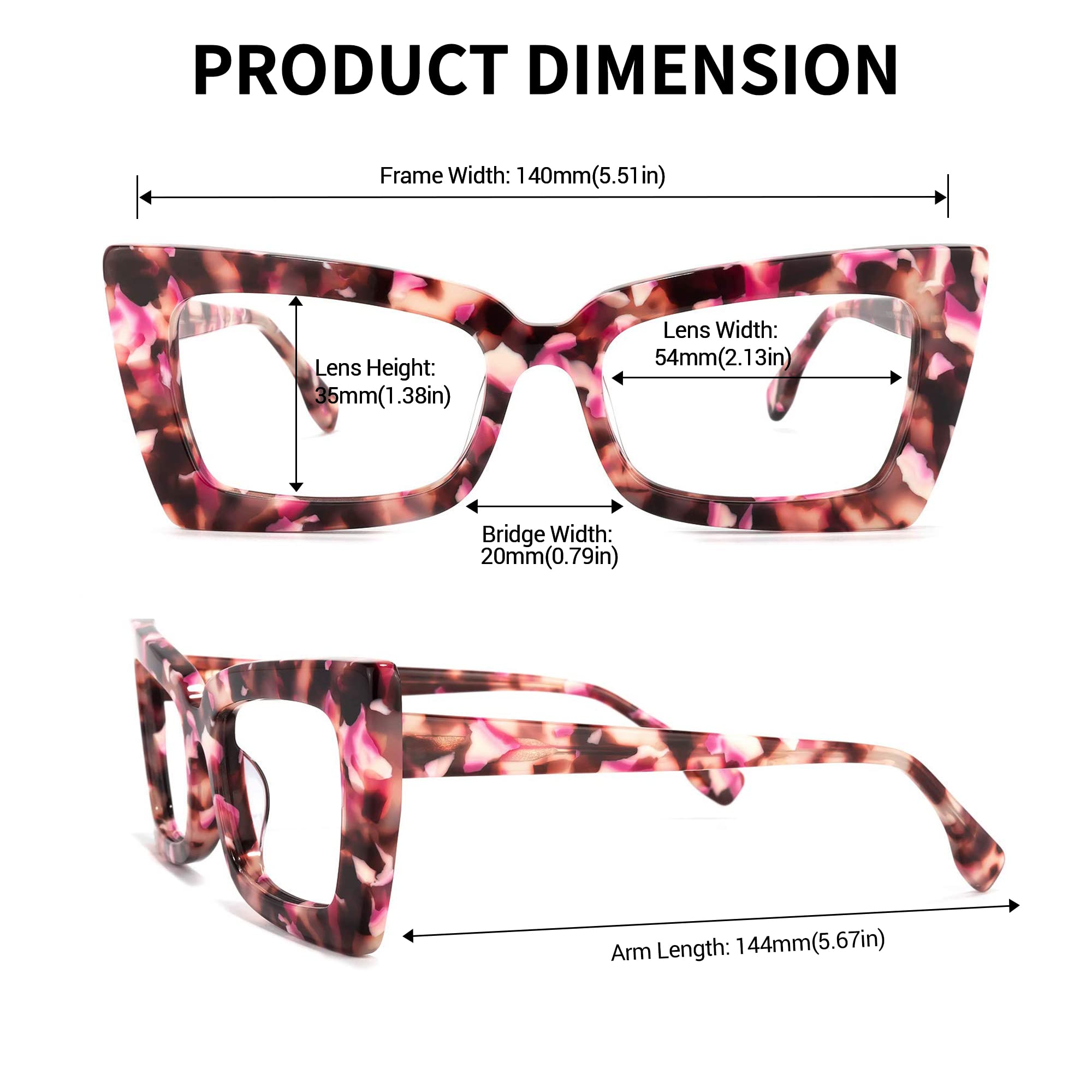 Zeelool Retro Blue Light Blocking Glasses for Women - Thick Acetate Rectangle Frame (VFP0236) - Reduce Eye Strain for Computer Work, Gaming & Screen Time