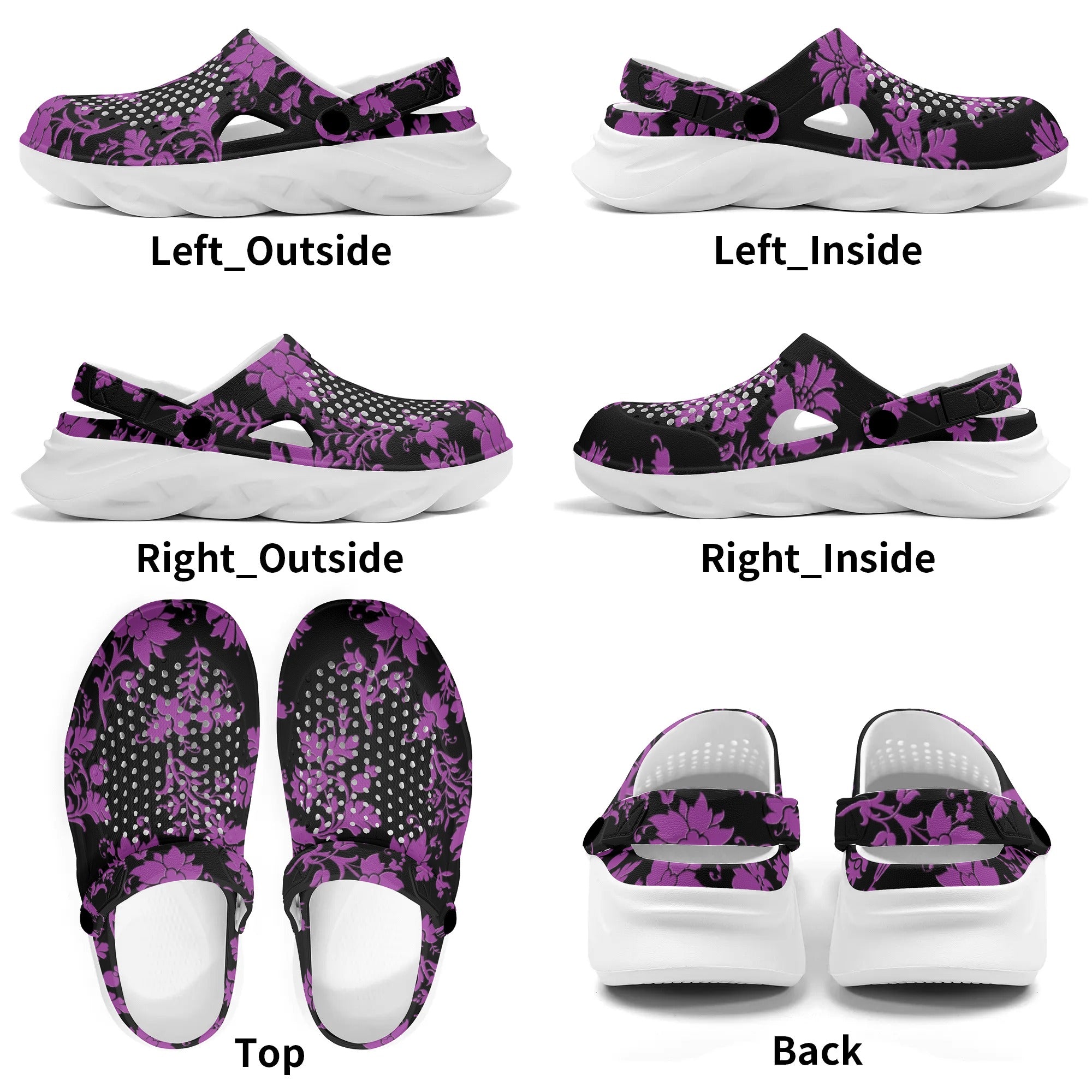 Gothic Purple Floral Lightweight EVA Hollow-Out Sandals for Women - Comfortable Summer Beach Shoes for Outdoor Walking, Vacation & Boho Fashion