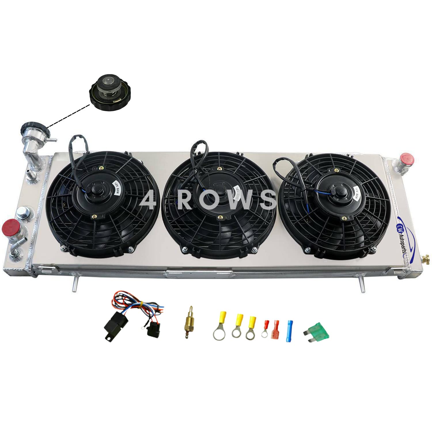 High-Performance 4 Row Aluminum Radiator with 3 x 9