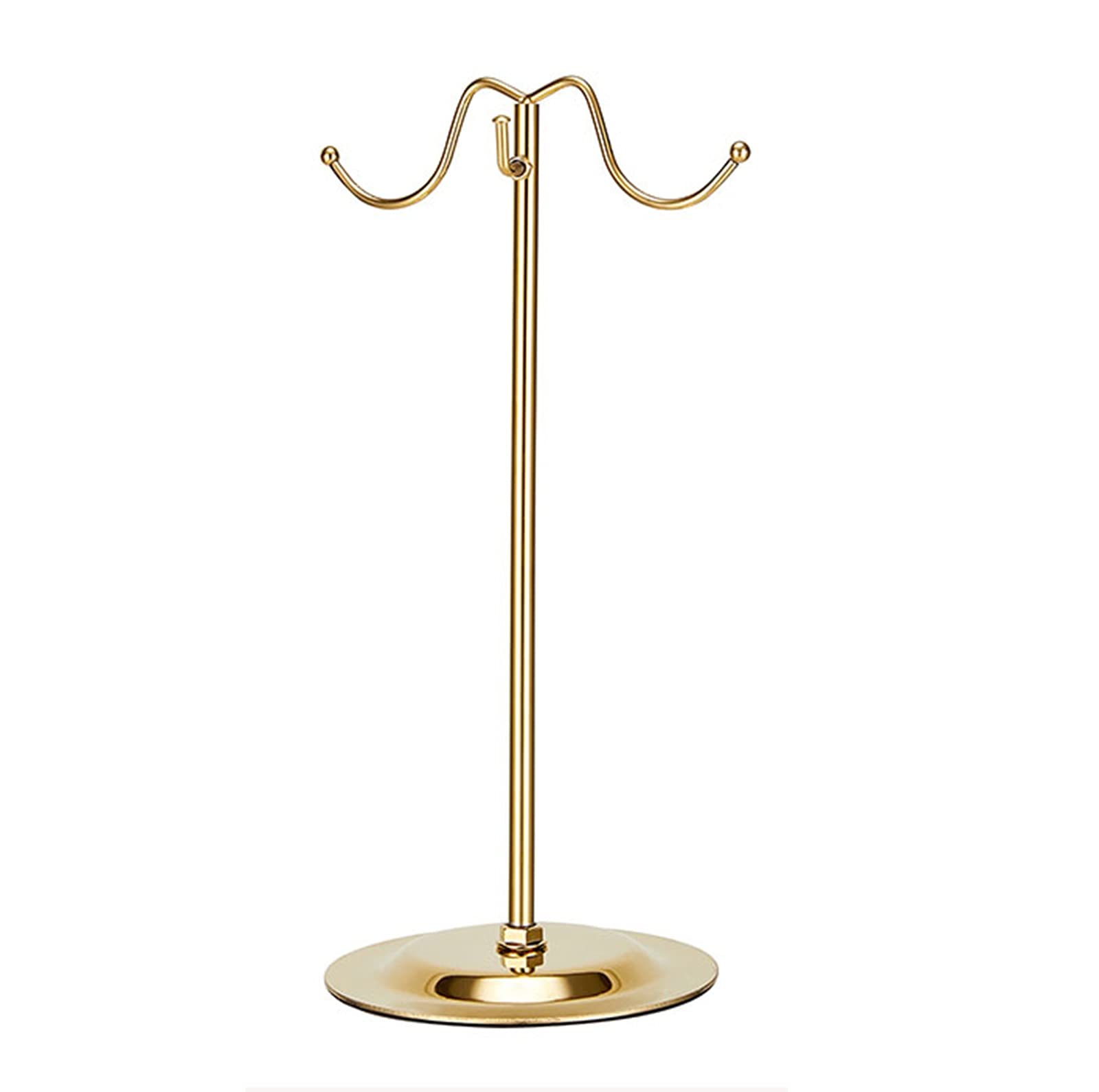 CHAXIA Adjustable Double Hook Bag Display Stand - Titanium Gold Clothing Rack for Men's & Women's Bags - Store Showcase & Storage Solution - Perfect for Retail Shops, Boutiques, and Wardrobe Organization