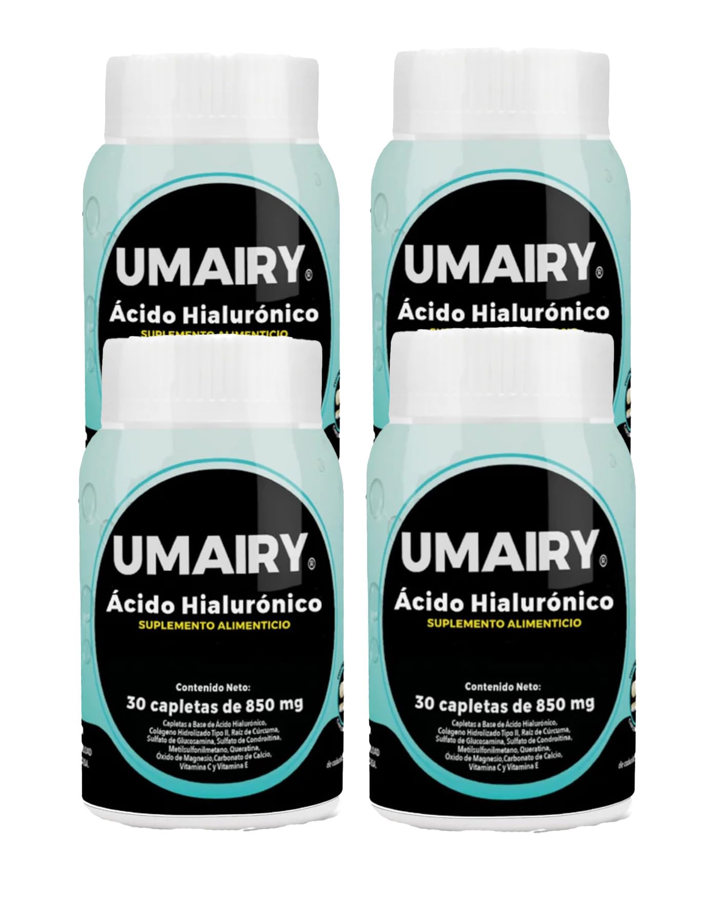 UMAIRY Hyaluronic Acid Supplement 850mg - 30 Caplets (Pack of 4) for Joint Support & Skin Hydration | Supports Healthy Hair & Nails | Ideal for Daily Wellness Routine & Anti-Aging Care