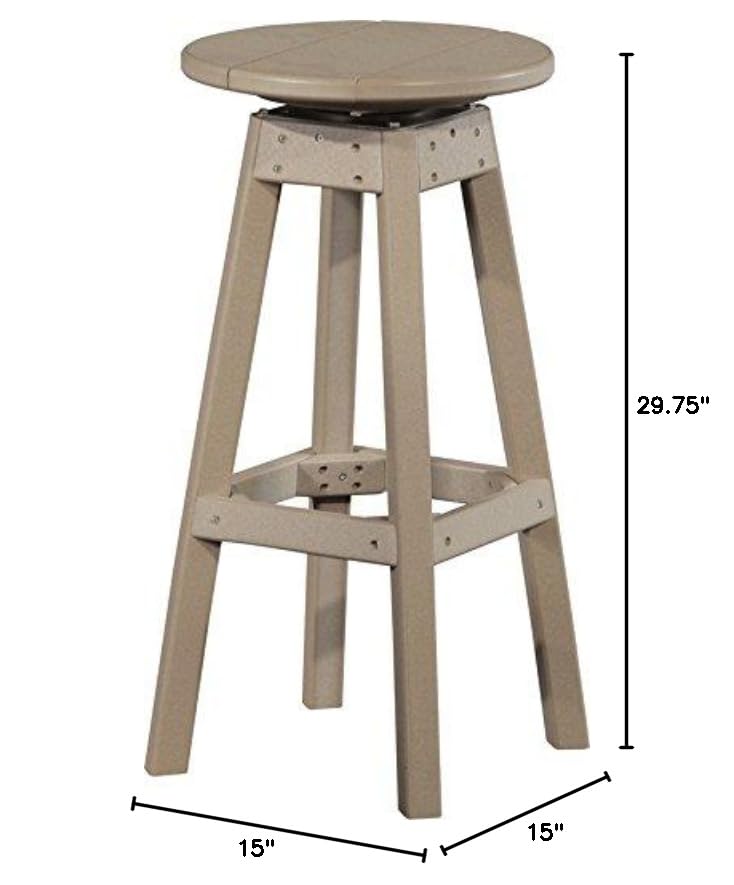 LuxCraft Recycled Plastic Swivel Bar Stool with Footrest - Weatherwood Finish Outdoor Barstool | Durable Patio, Deck & Garden Furniture for Backyard, Poolside & Outdoor Entertaining | Perfect for BBQs, Parties & Relaxing