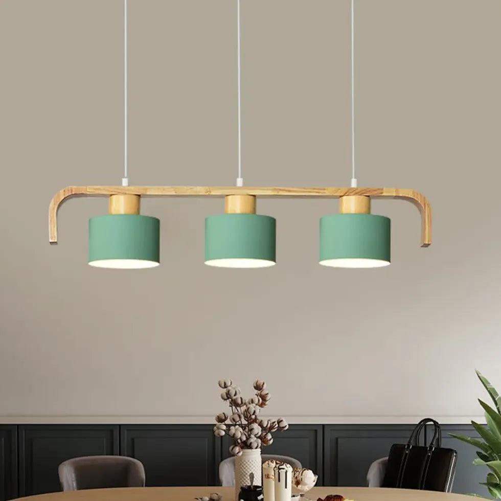 Modern Wooden Pendant Light for Dining Room - Segmented Design, Farmhouse & Rustic Chandelier - Perfect for Kitchen Island, Breakfast Nook & Entryway Lighting