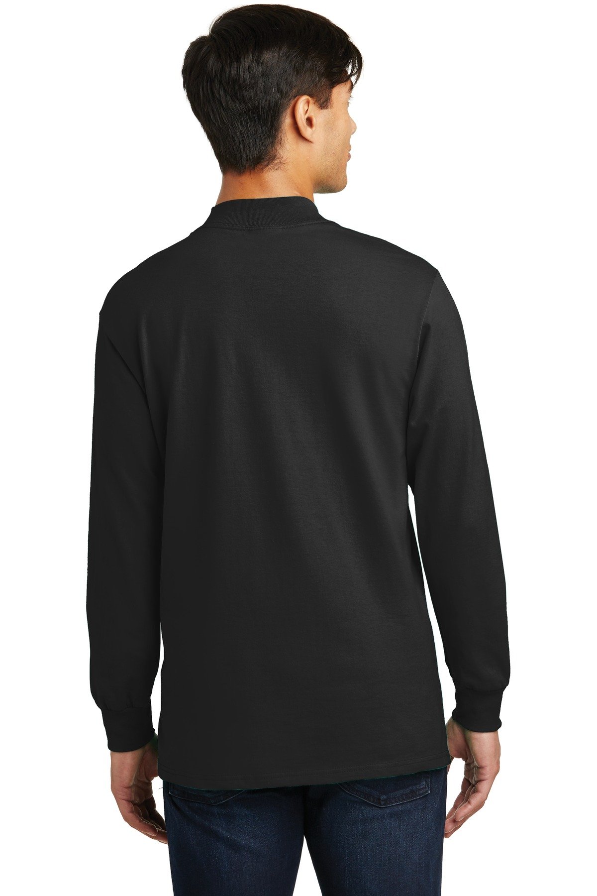 Port & Company PC61M Mock Turtleneck Long Sleeve Shirt for Men & Women - Comfortable Crewneck Pullover for Work, Casual Wear & Layering