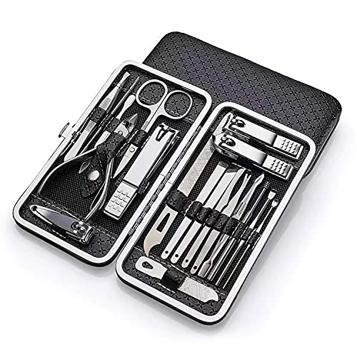 Premium 18-Piece Stainless Steel Manicure Kit for Women & Men - Professional Nail Clippers, Cuticle Tools & Facial Care Set - Portable Travel Grooming Kit for Home, Salon & On-The-Go Nail Care