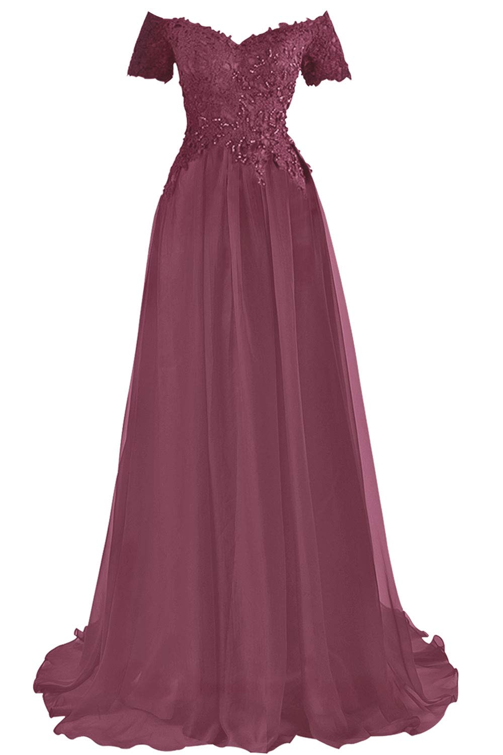 Elegant Off Shoulder Lace Mother of The Bride Dress - Chiffon Formal Evening Gown for Wedding, Prom & Special Occasions