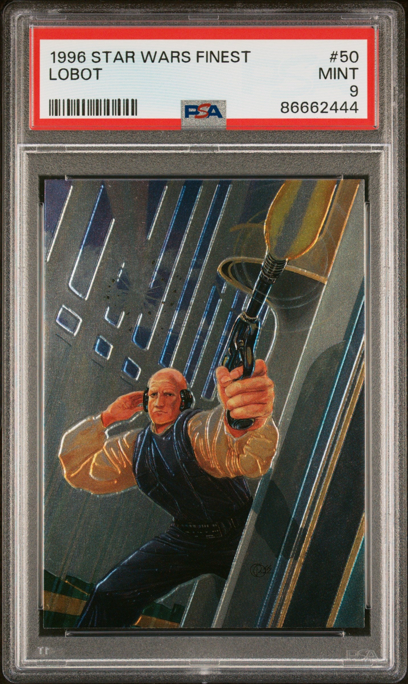 1996 STAR WARS FINEST LOBOT #50 PSA 9 Graded Trading Card - Rare Collectible for Fans & Investors | Perfect for Display, Gifts, and Star Wars Memorabilia Collections