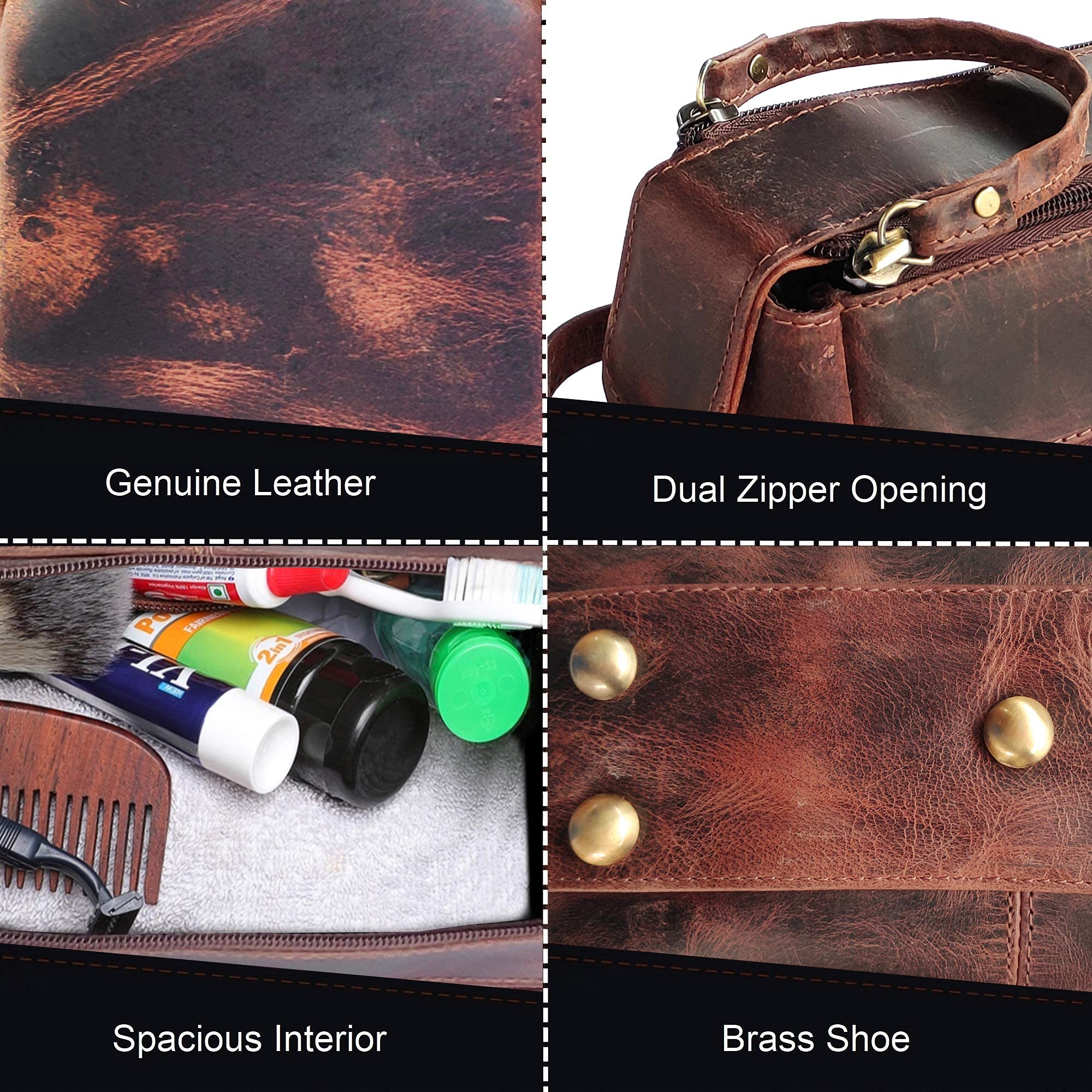 Premium Leather Duffel Bag & Toiletry Bag Set - Durable Men's Travel Accessories for Business Trips & Weekend Getaways - Perfect Gift for Him