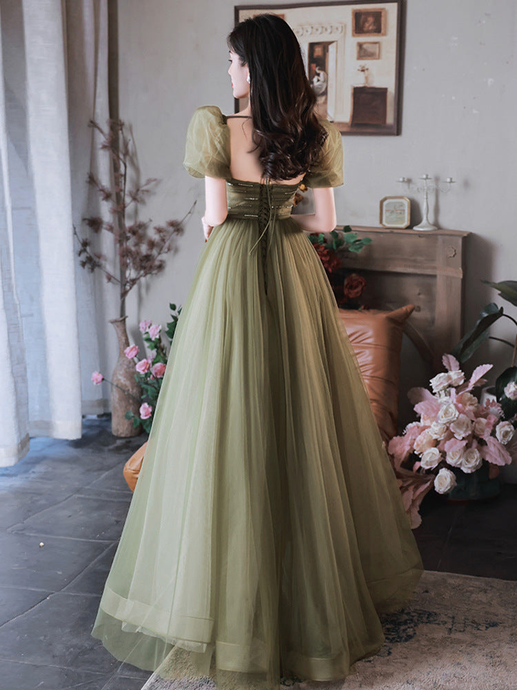 Elegant Green A-Line Tulle Prom Dress | Fairy Formal Party Gown | Evening Ball Gown for Women | Perfect for Prom, Homecoming, Quinceañera & Special Occasions