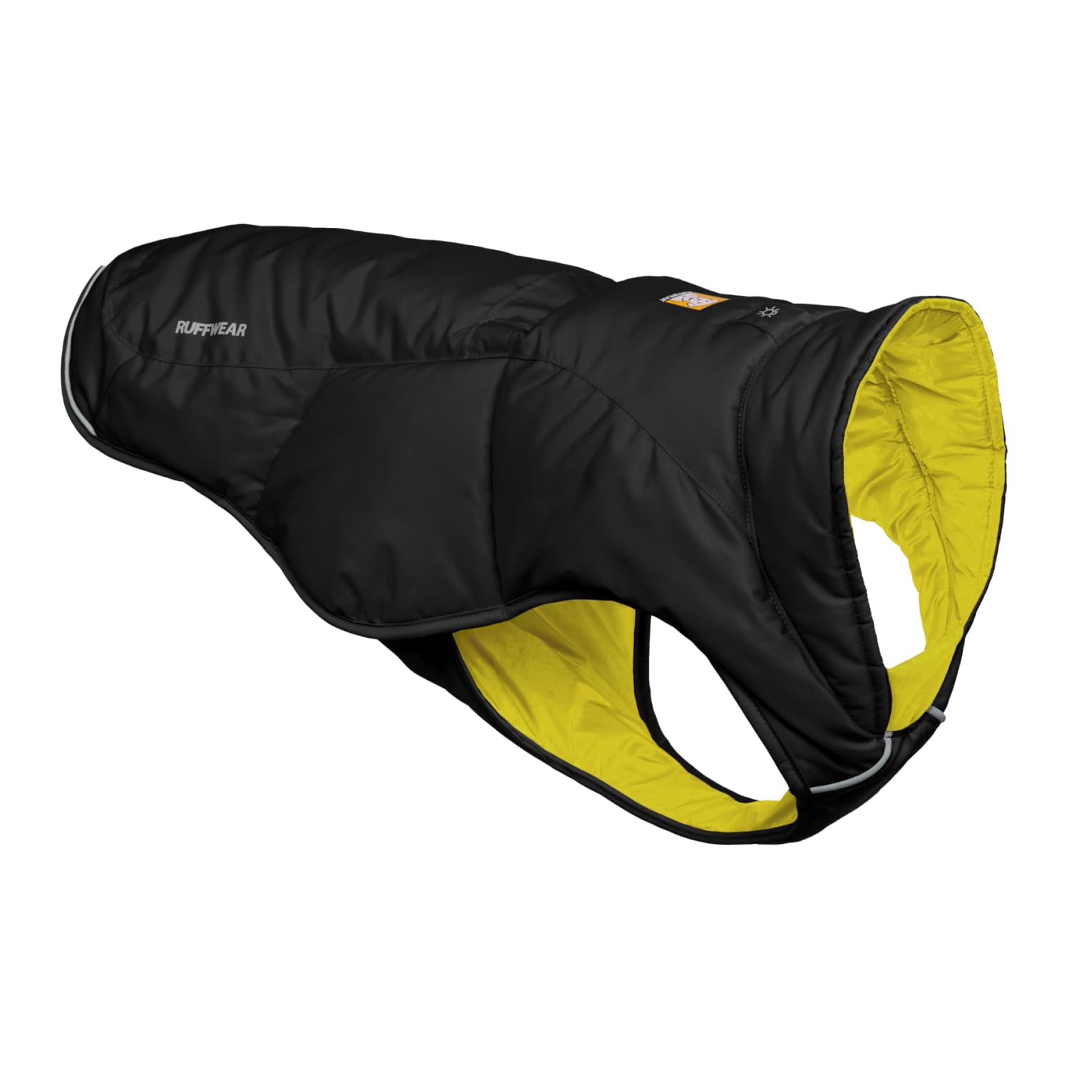 Ruffwear Quinzee Insulated Water-Resistant Dog Jacket with Stuff Sack - Obsidian Black, X-Small | Winter Coat for Small Dogs, Outdoor Adventures & Cold Weather Protection