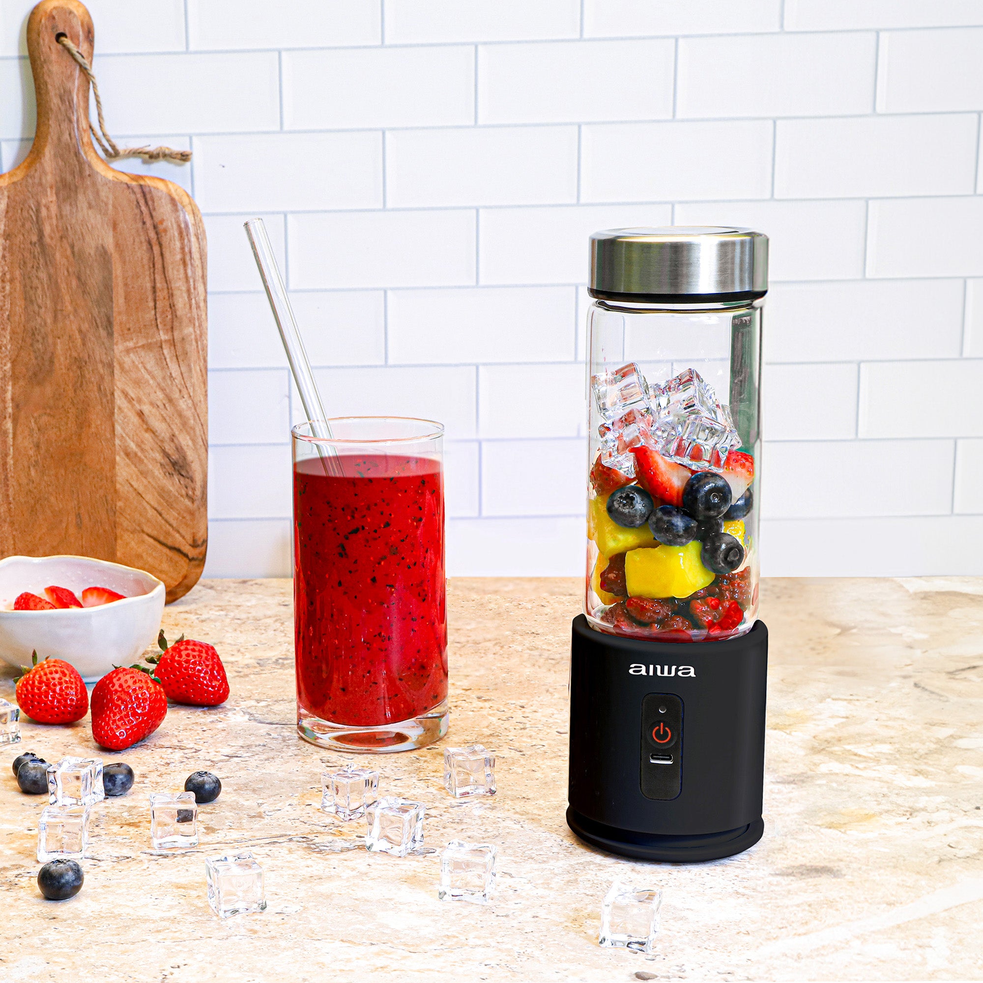 Mini Portable Blender - 350W Powerful Personal Smoothie Maker, USB Rechargeable Travel Blender for Shakes, Juices & Protein Drinks - Perfect for Gym, Office, Travel & Home Use