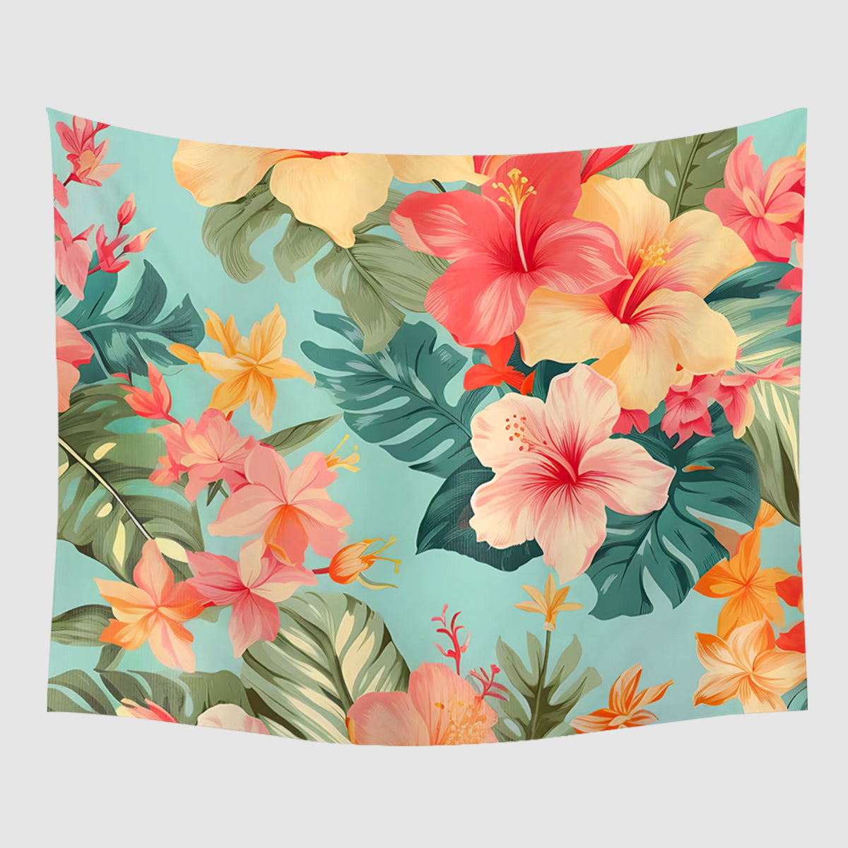 Hibiscus Passion Tapestry Wall Hanging - Tropical Floral Boho Decor for Bedroom, Living Room & Dorm - Perfect for Home Decor, Gift & Photo Backdrop