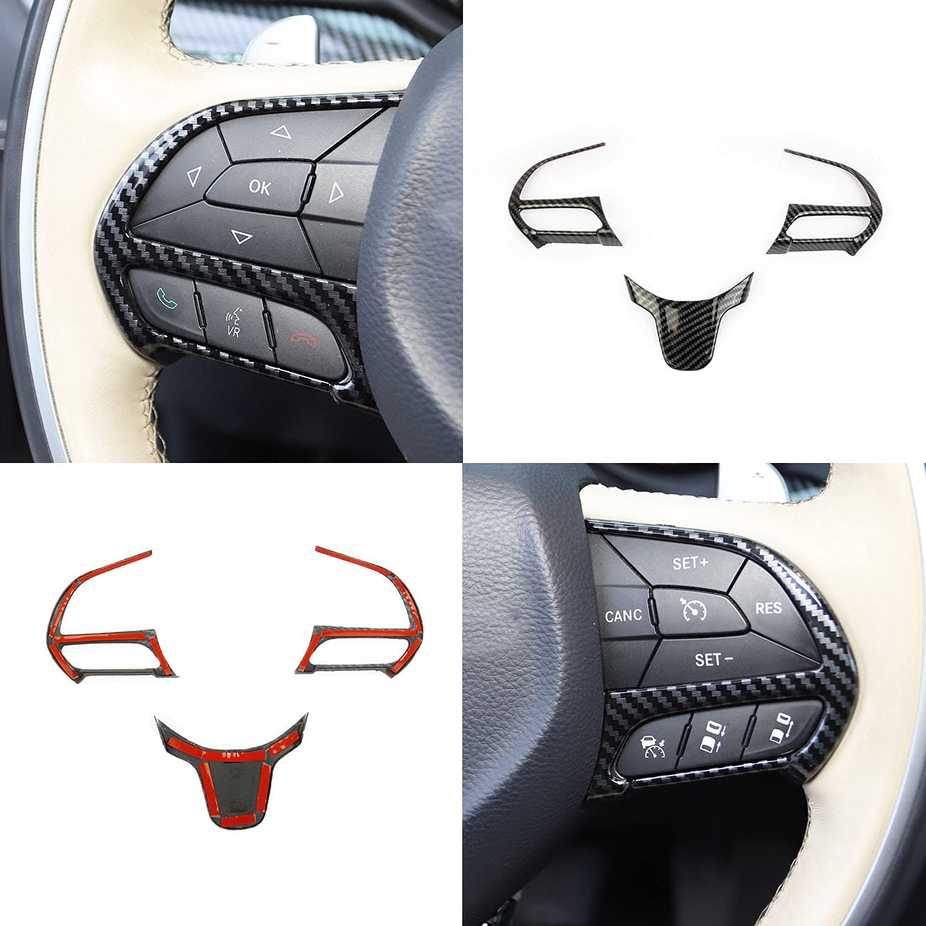 Premium Carbon Fiber Steering Wheel Cover Trim Bezel Kit for 2015-2021 Chrysler 300 - Upgrade Interior Style & Grip for Enhanced Driving Comfort