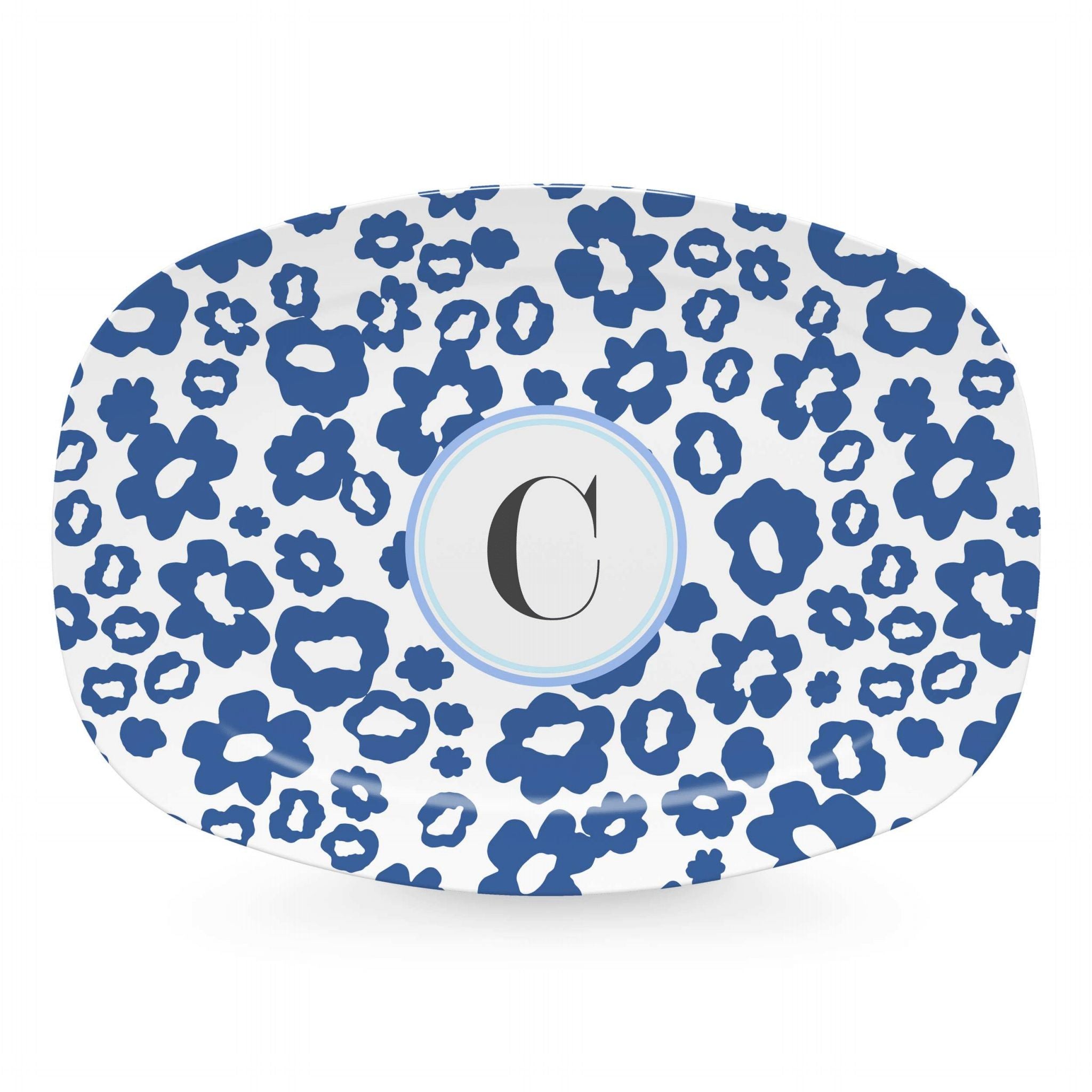 Blue Flower Power Platter - Elegant Ceramic Serving Dish for Appetizers, Desserts & Entertaining | Perfect for Parties, Weddings & Home Decor