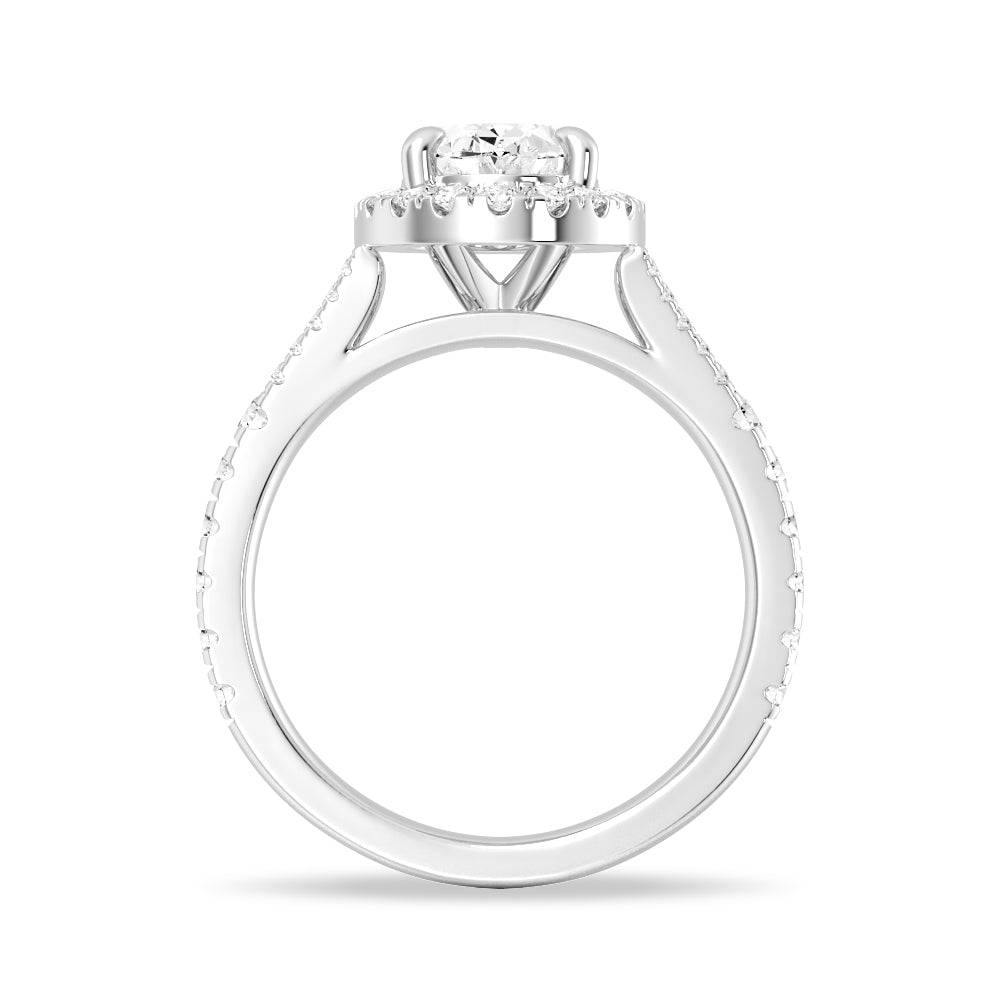 Oval Cut Split Shank Moissanite Halo Engagement Ring for Women - 1.5ct Wedding Proposal Ring, 14K White Gold Bridal Jewelry - Perfect for Anniversary, Valentine's Day & Special Occasions