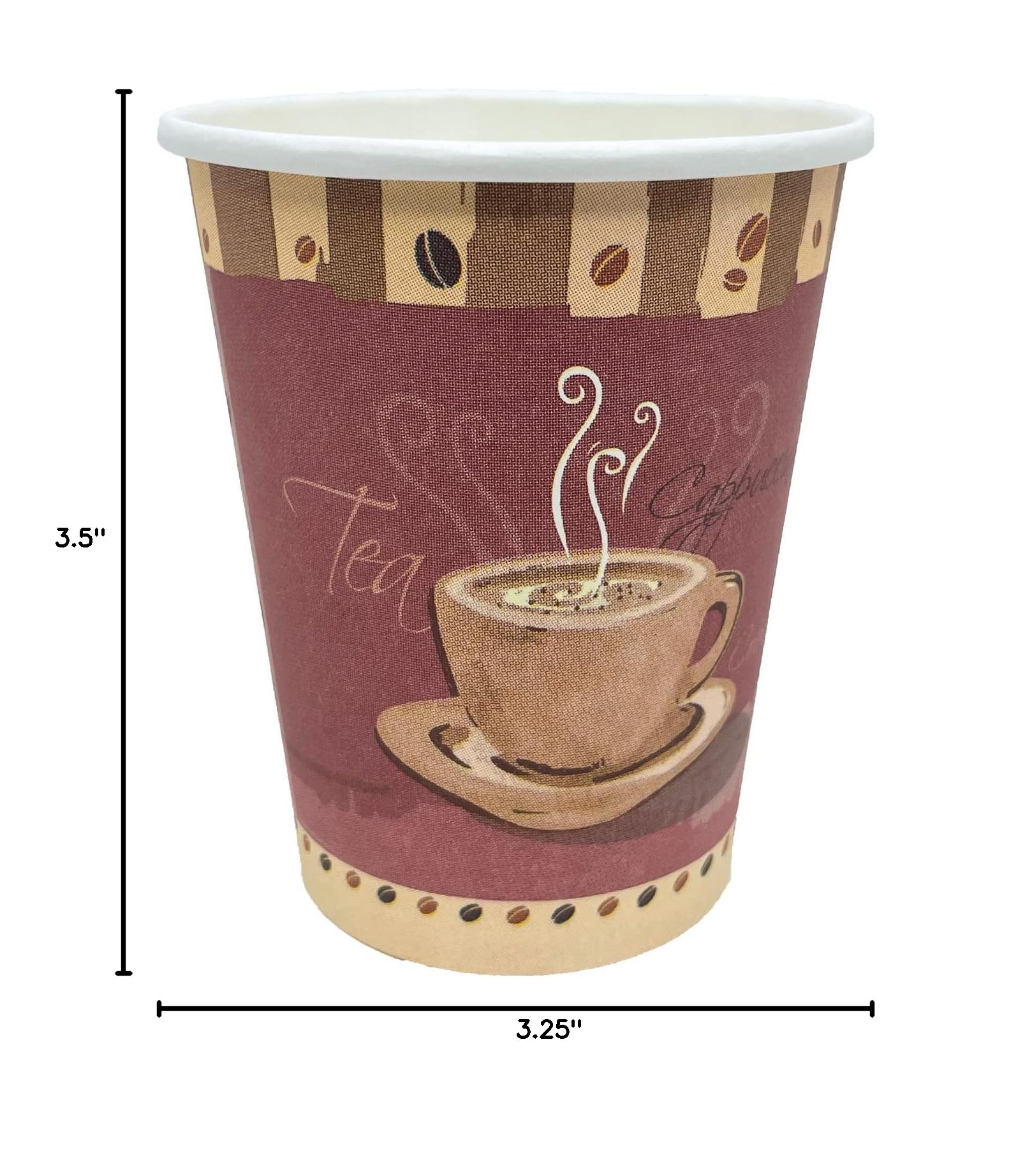 4000 Count Disposable 8oz Printed Colored Tea & Coffee Cups with Flat Tear-Back White Lids - Bulk Pack for Hot/Cold Beverages, Tea, Coffee & Soup - Perfect for Thanksgiving, Parties, Cafes & Office Use