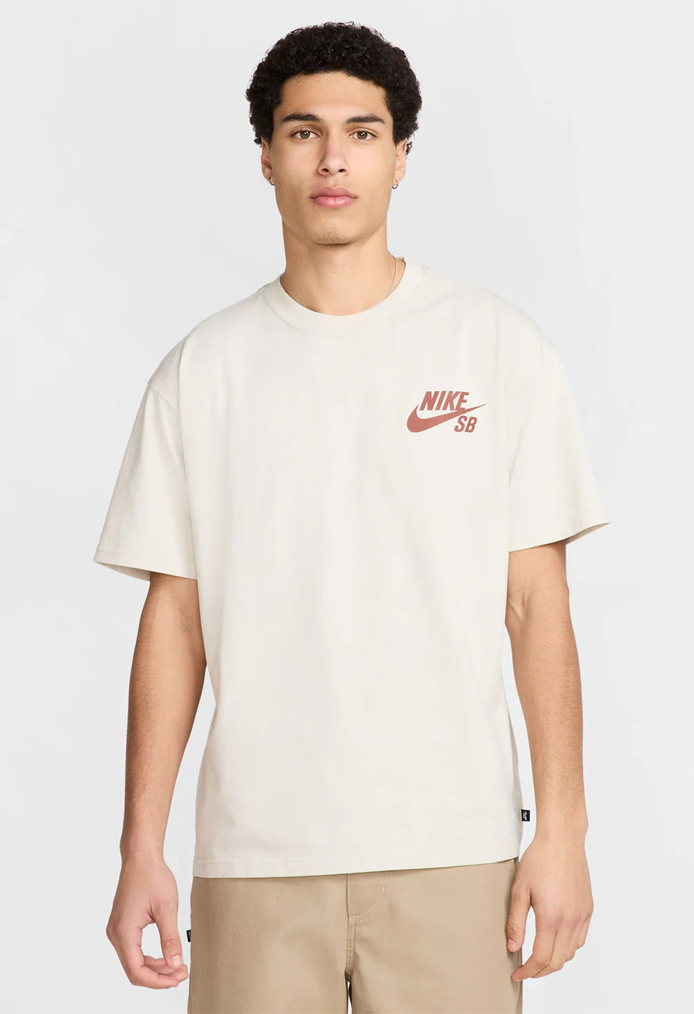 Nike SB Logo T-Shirt for Men - Light Bone Color - Casual Streetwear & Skate Style Tee for Everyday Wear