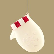 GALLERIE II Glass Mitten Ornament - Red & White Christmas Decor for Tree, Gift, Holiday Home Decoration