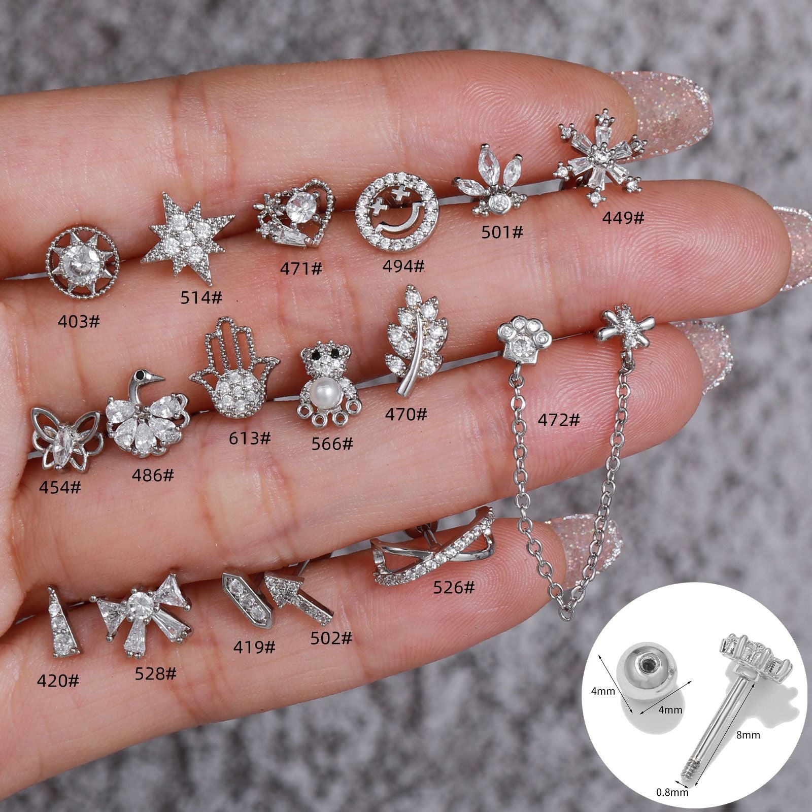 20G Animal Conch Double Piercing Earrings - Stainless Steel Cartilage Hoop Earrings for Women | EGD0514 | Perfect for Everyday Wear, Parties & Gifts