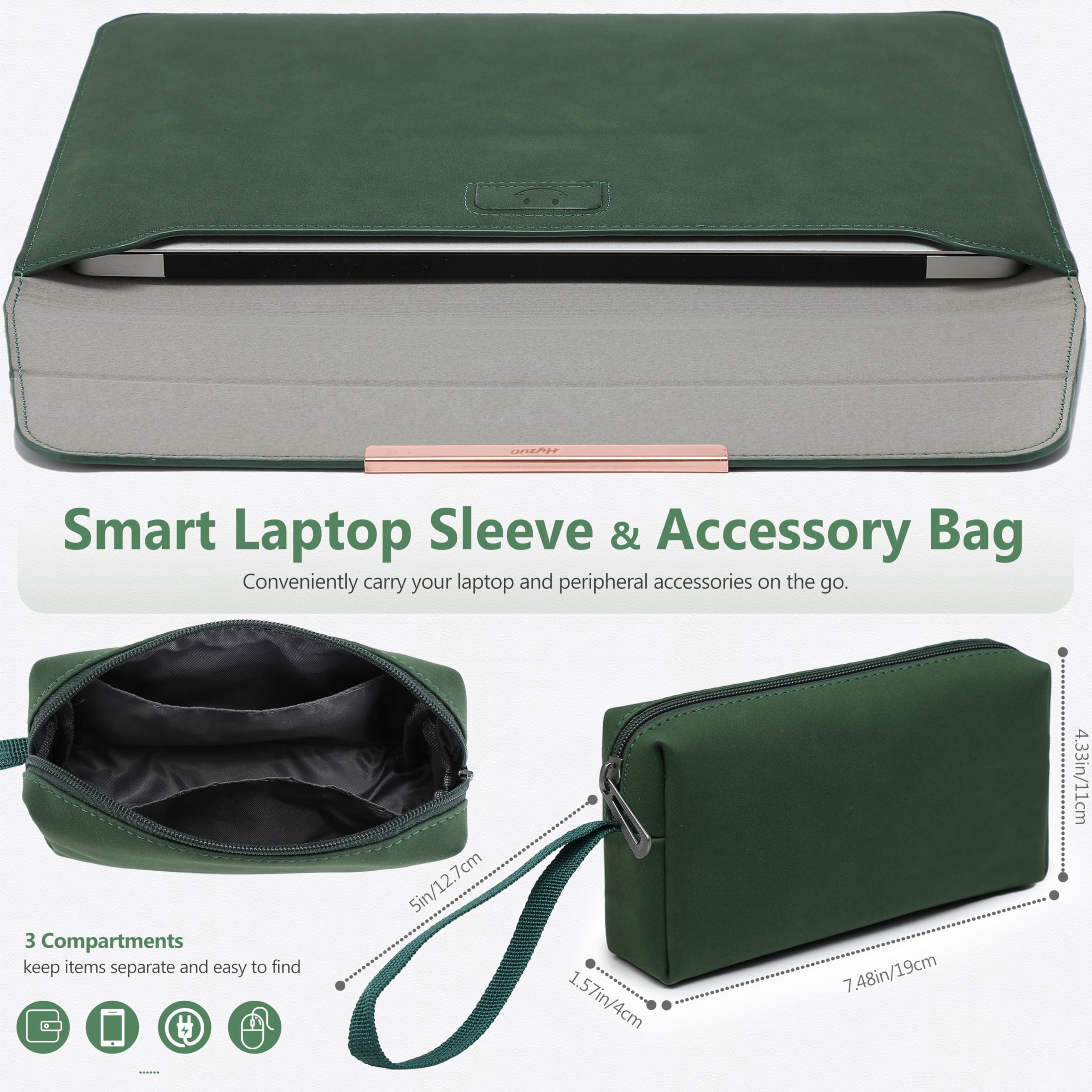 HYZUO 13 Inch Laptop Sleeve with Stand - Compatible with MacBook Air 13 M3/M2/M1 (2024-2018), MacBook Pro 13 M2/M1 (2024-2016), 13