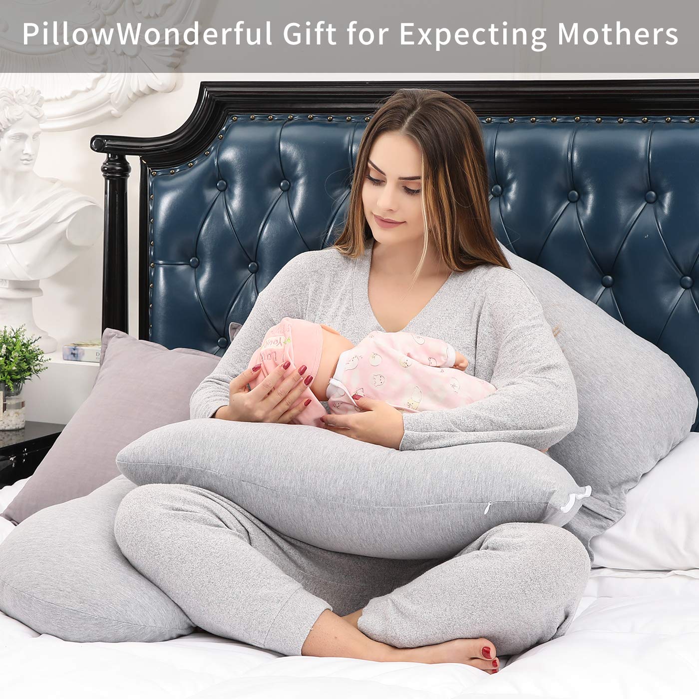 Best U-Shaped Pregnancy Pillow for Full Body Support - 55 Inch Maternity Pillow with Detachable Extension, 2-in-1 Design - Perfect for Side Sleepers, Back Pain Relief & Pregnancy Gifts