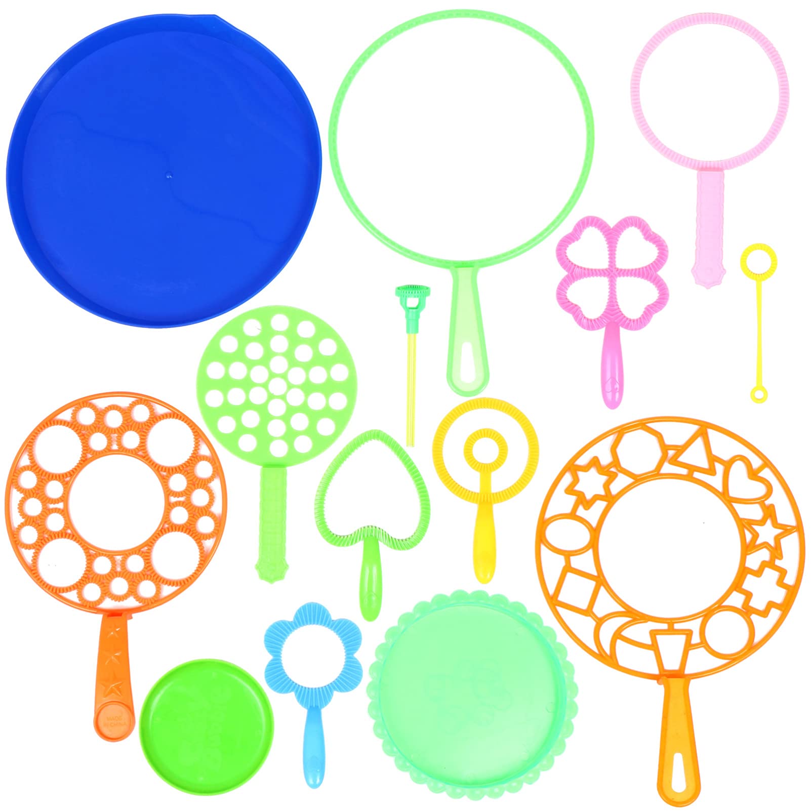 NUOBESTY 15pcs Giant Bubble Wands Set with Tray - Large Bubble Blowing Toys for Kids & Toddlers - Outdoor Summer Activities, Birthday Party Favors, Backyard Fun & Park Play