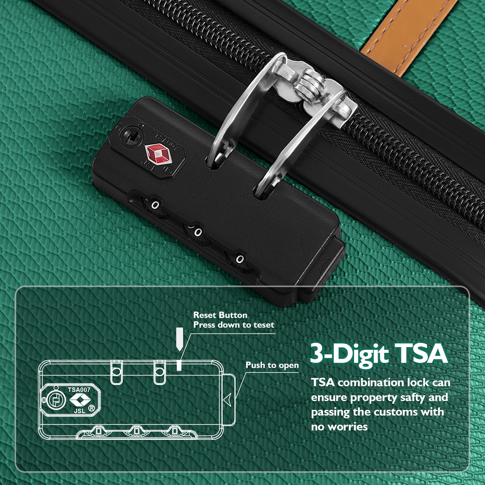 AnyZip ABS+PC Lightweight Hardside Spinner Wheel Luggage - 24-Inch Medium Checked Suitcase with TSA Lock, Dark Green - Perfect for Business Travel & Family Vacations