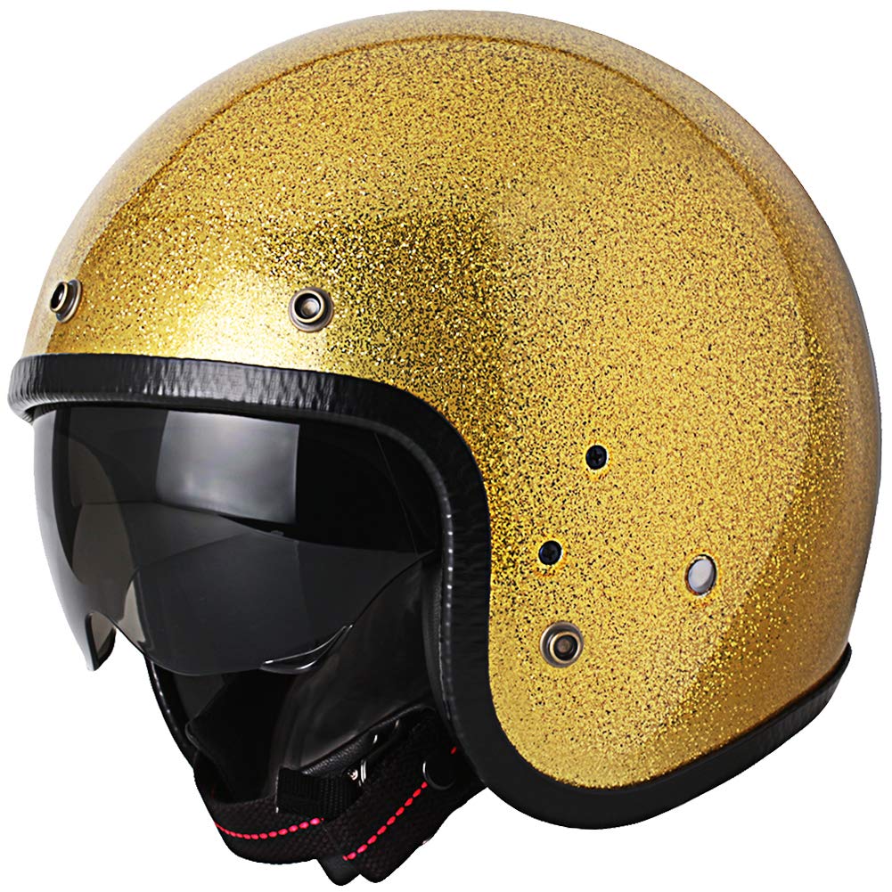 DOT Approved Open Face Motorcycle Helmet - 3/4 Half Helmet for Moped, ATV, Cruiser & Scooter Riders with Extra Visor - Perfect for Urban Commuting & Recreational Riding