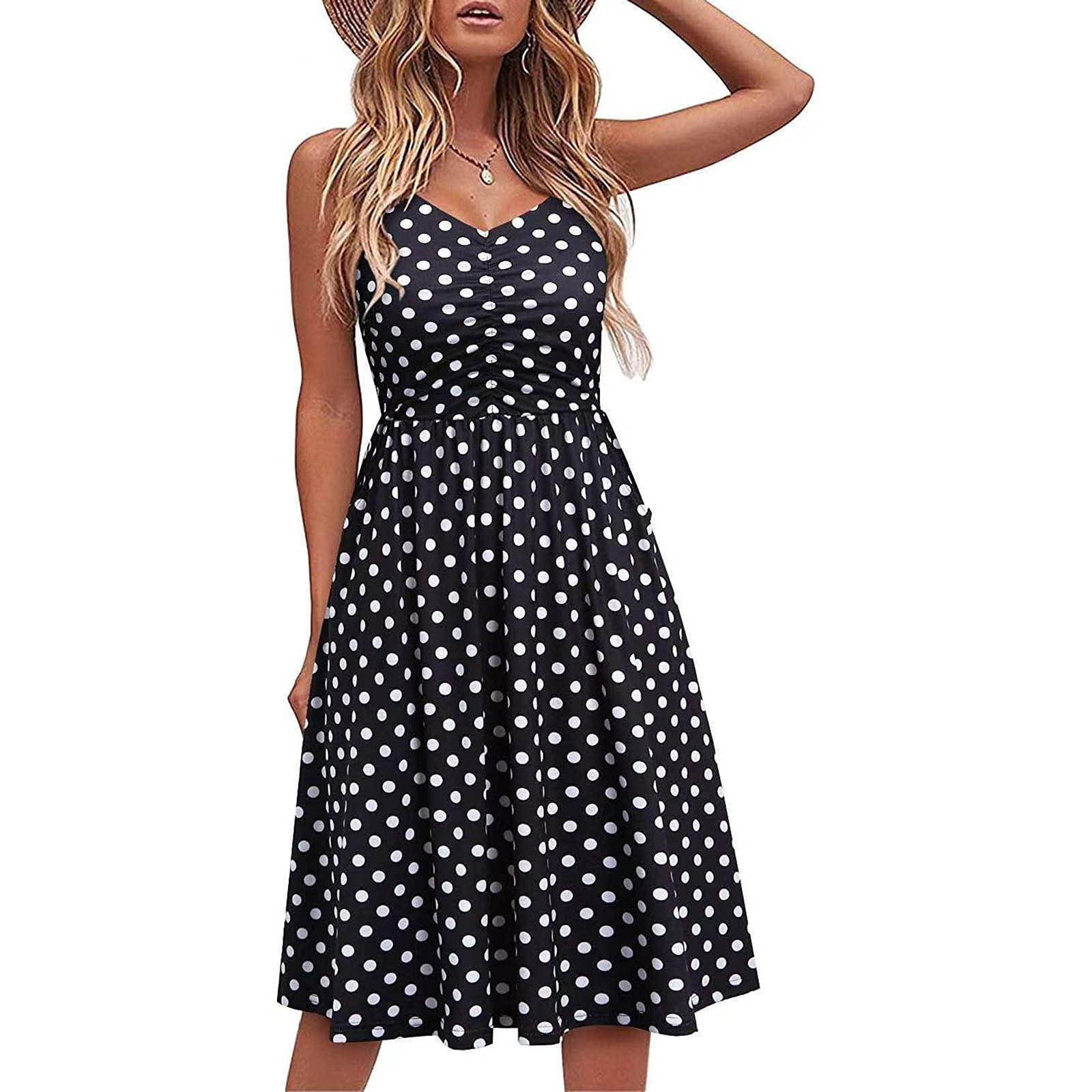 ONHUON Women's V-Neck Swing Dress - Casual Boho Sleeveless Mini Sundress for Summer, Beach & Party Wear | Flowy Vacation Dress for Outdoor Events, Date Nights & Tropical Getaways