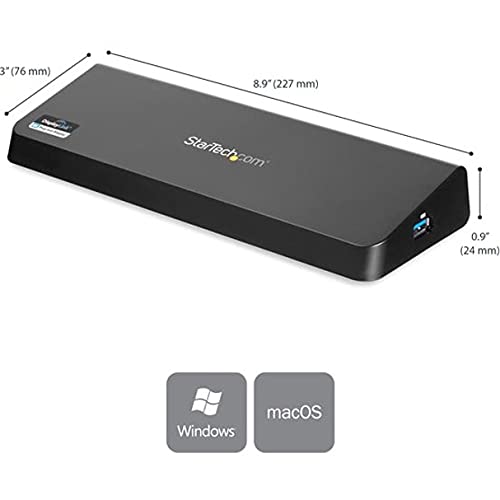 StarTech.com USB 3.0 Docking Station with Dual Monitor Support - 4K HDMI & DisplayPort - 4x USB-A Ports, Gigabit Ethernet - Universal Laptop Dock for Mac & Windows (USB3DOCKHDPC) - Perfect for Home Office, Remote Work & Multi-Tasking Professionals