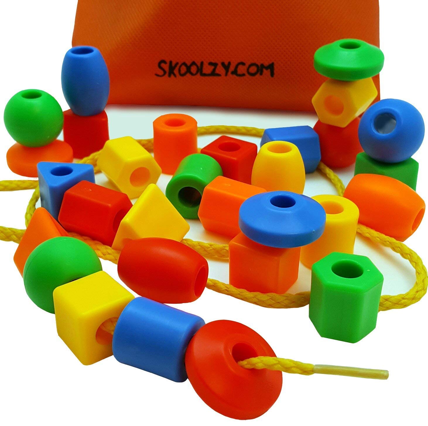 Skoolzy Montessori Lacing Beads for Toddlers - Educational Geometric Shape Toys for Preschool Learning, Fine Motor Skills & Hand-Eye Coordination | Perfect for Classroom, Homeschool & Occupational Therapy Activities