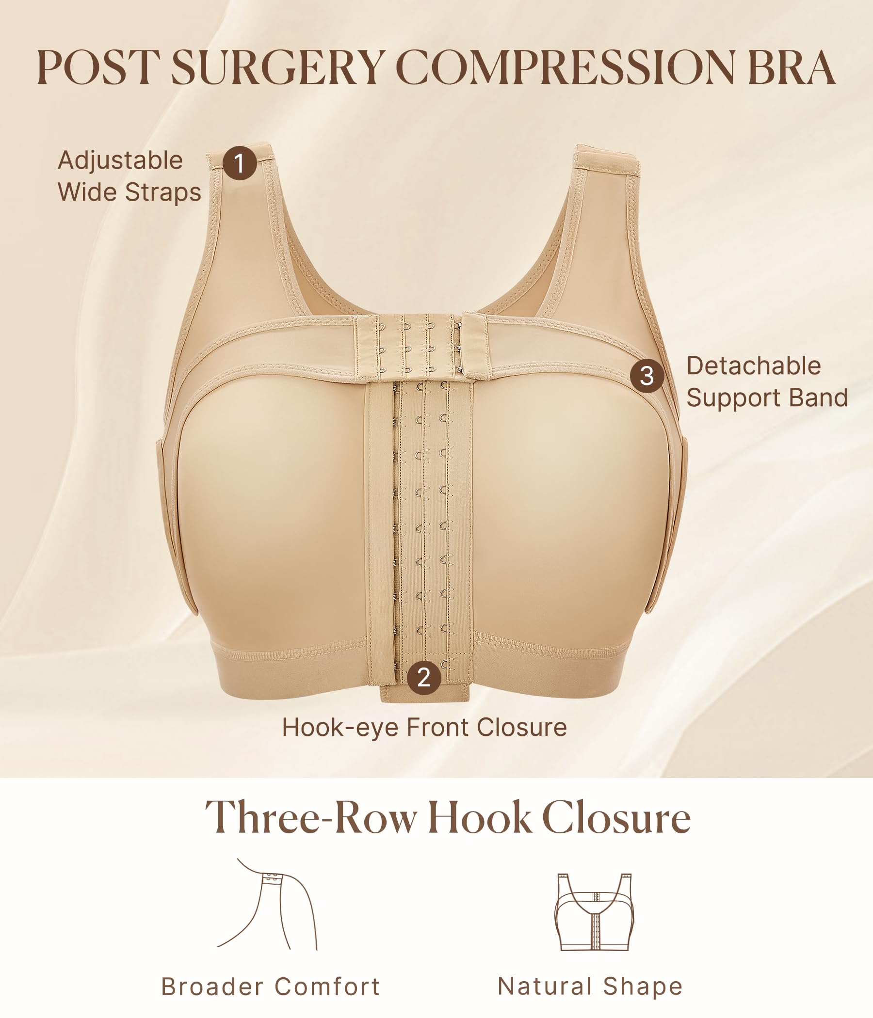 Post Surgery Front Closure Wireless Bras for Women - Mastectomy Support & Everyday Comfort - Ideal for Recovery, Lymphedema & Active Lifestyle