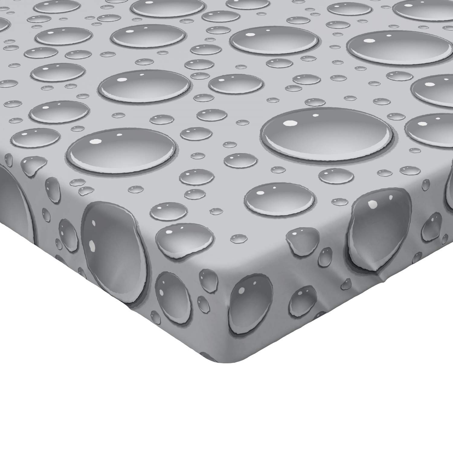 Ambesonne Grey Fitted Sheet - Small & Large Bubbles Pattern Water Liquid Design, Monochrome Aquatic Raindrops Bed Cover with Deep Pocket Elastic, Twin Size - Perfect for Kids' Rooms, Guest Beds & Dormitories