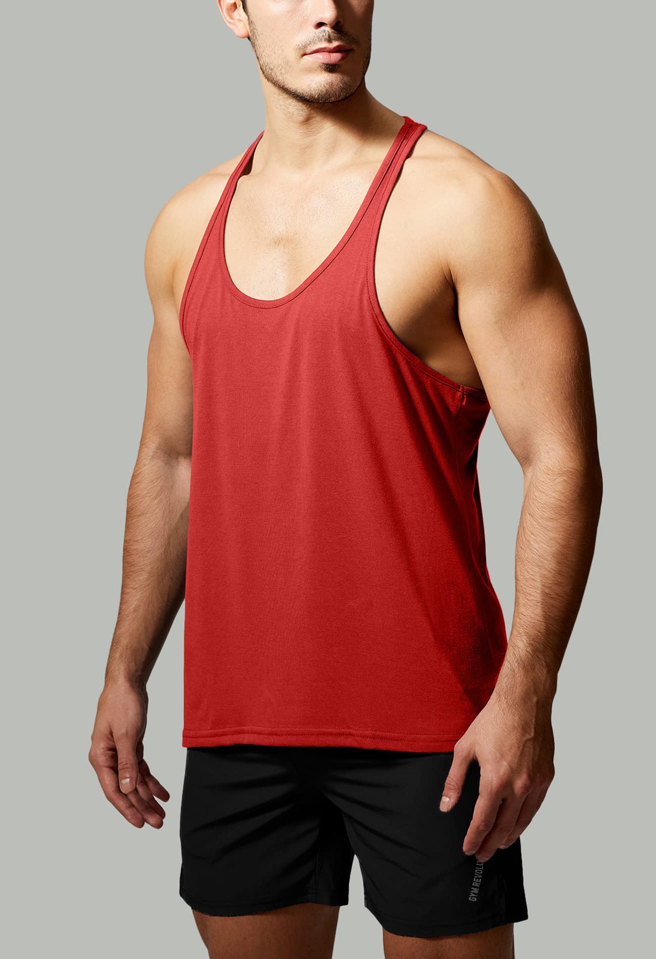 GYM REVOLUTION Men's 5 Pack Workout Tank Tops - Moisture Wicking Muscle Gym Shirts for Men - Sleeveless Athletic Shirts for Running, Weightlifting & CrossFit Training