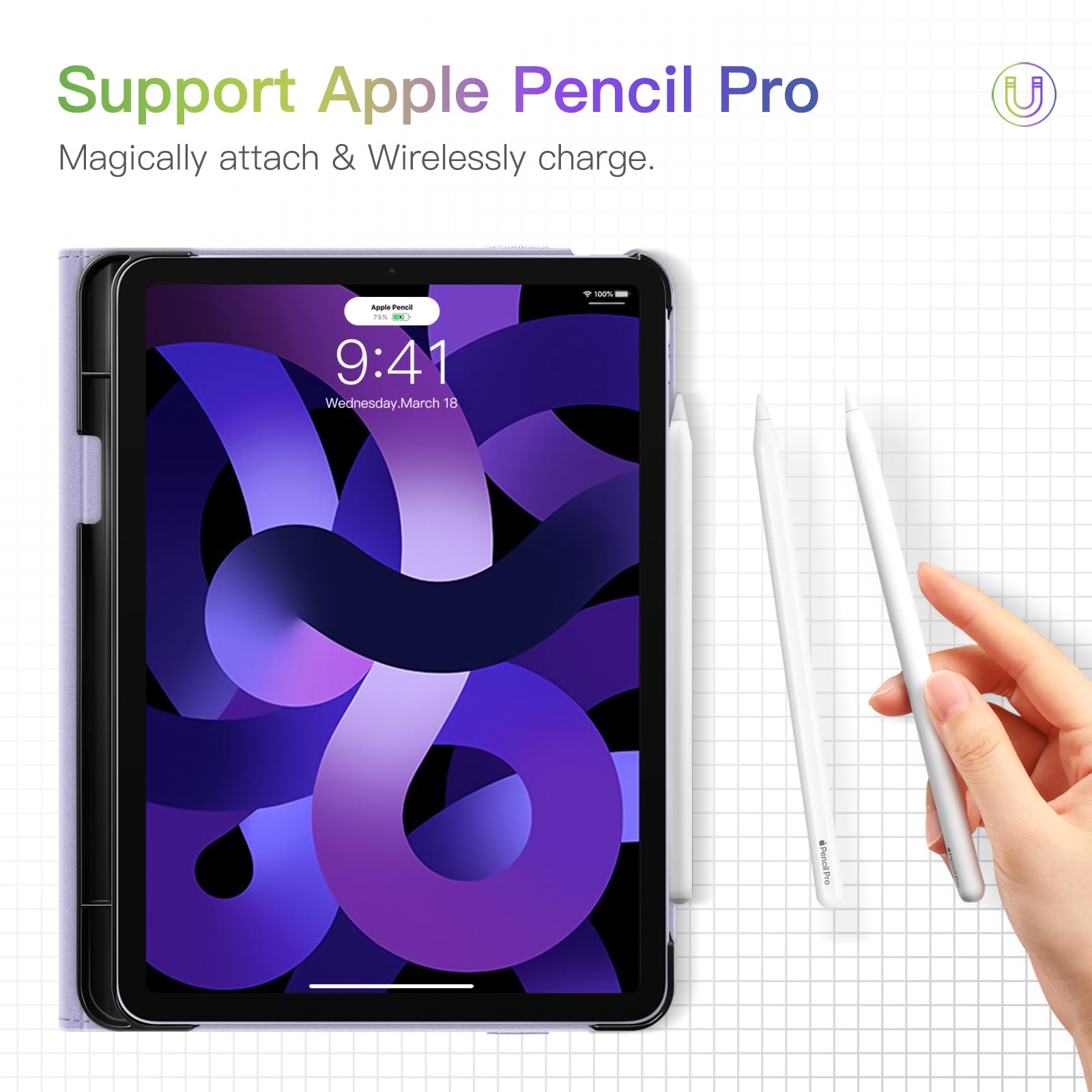 Fintie iPad Air 11-inch M3 (2025) / M2 (2024) Case - Slim Protective Cover with Multi-Angle Stand, Apple Pencil Holder & Storage Pocket for iPad Air 5th/4th Gen 10.9