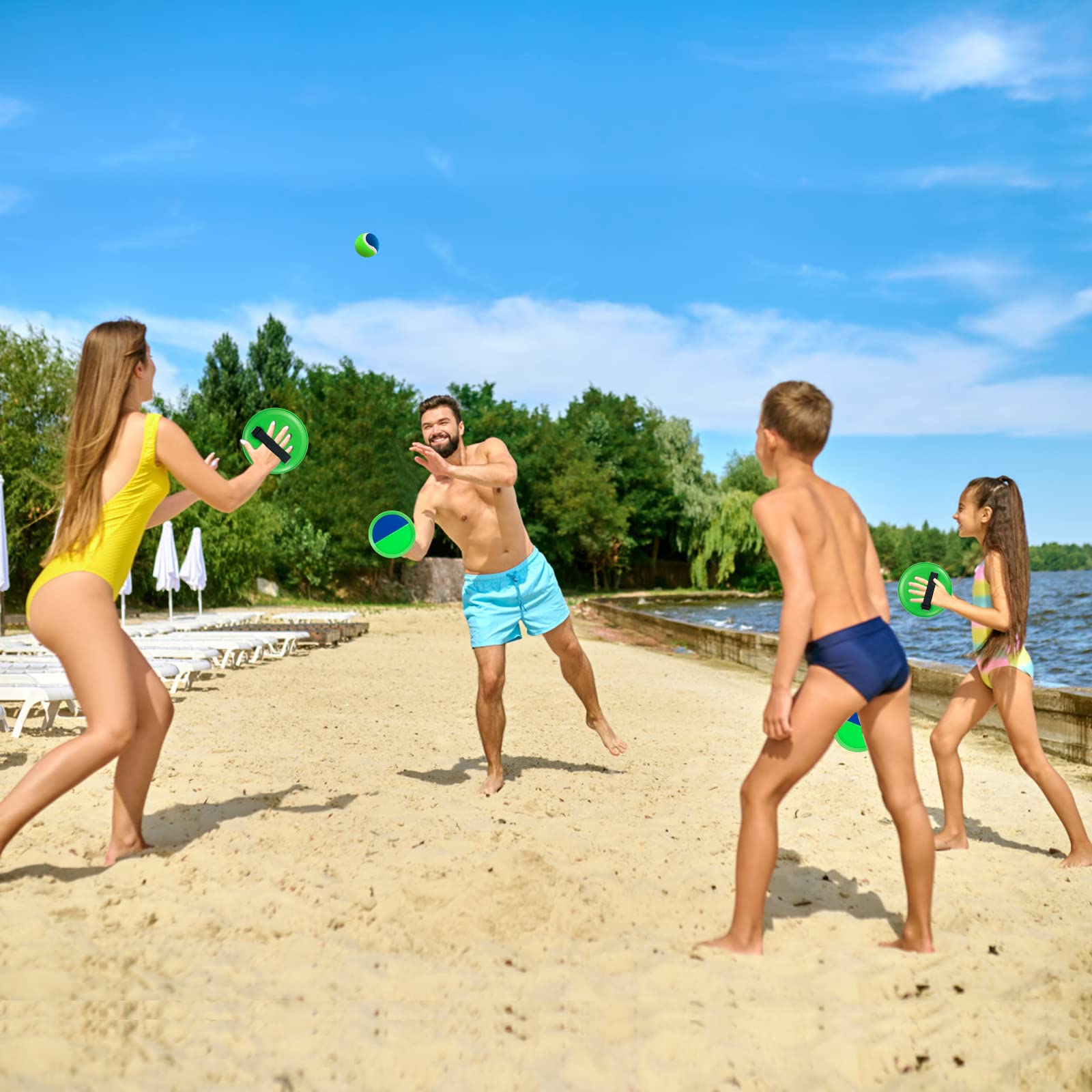 Outdoor Toss and Catch Ball Set for Kids Ages 4-8 - 6 Paddles & 3 Balls | Fun Backyard Games for Children & Adults | Perfect Birthday Gift for 3-8 Year Old Boys & Girls | Great for Park Play, Beach Games, and Family Yard Activities