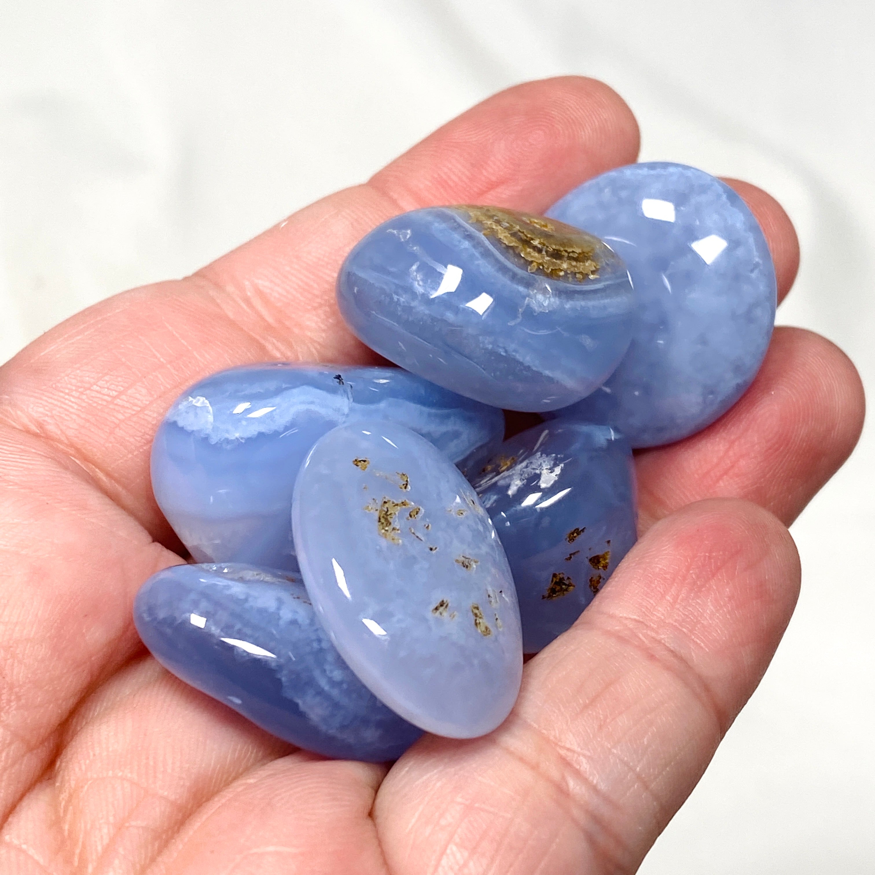 Natural Blue Chalcedony Tumbled Stones - Healing Crystals for Meditation, Reiki & Home Decor