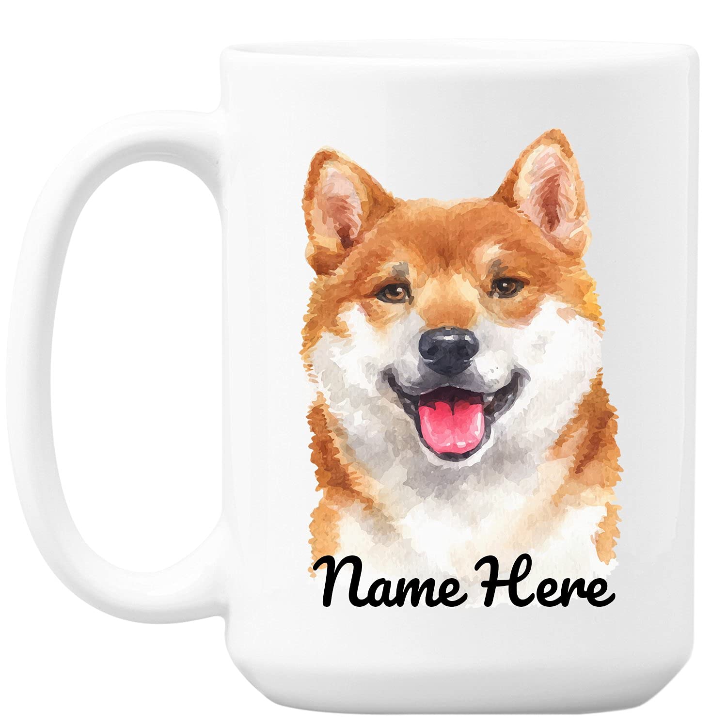 **Personalized Shiba Inu Dog Coffee Mug - Custom Name Engraved Ceramic Cup 11oz & 15oz - Unique Gift for Dog Lovers, Mom, Dad & Family - Perfect for Home, Office & Coffee Breaks**