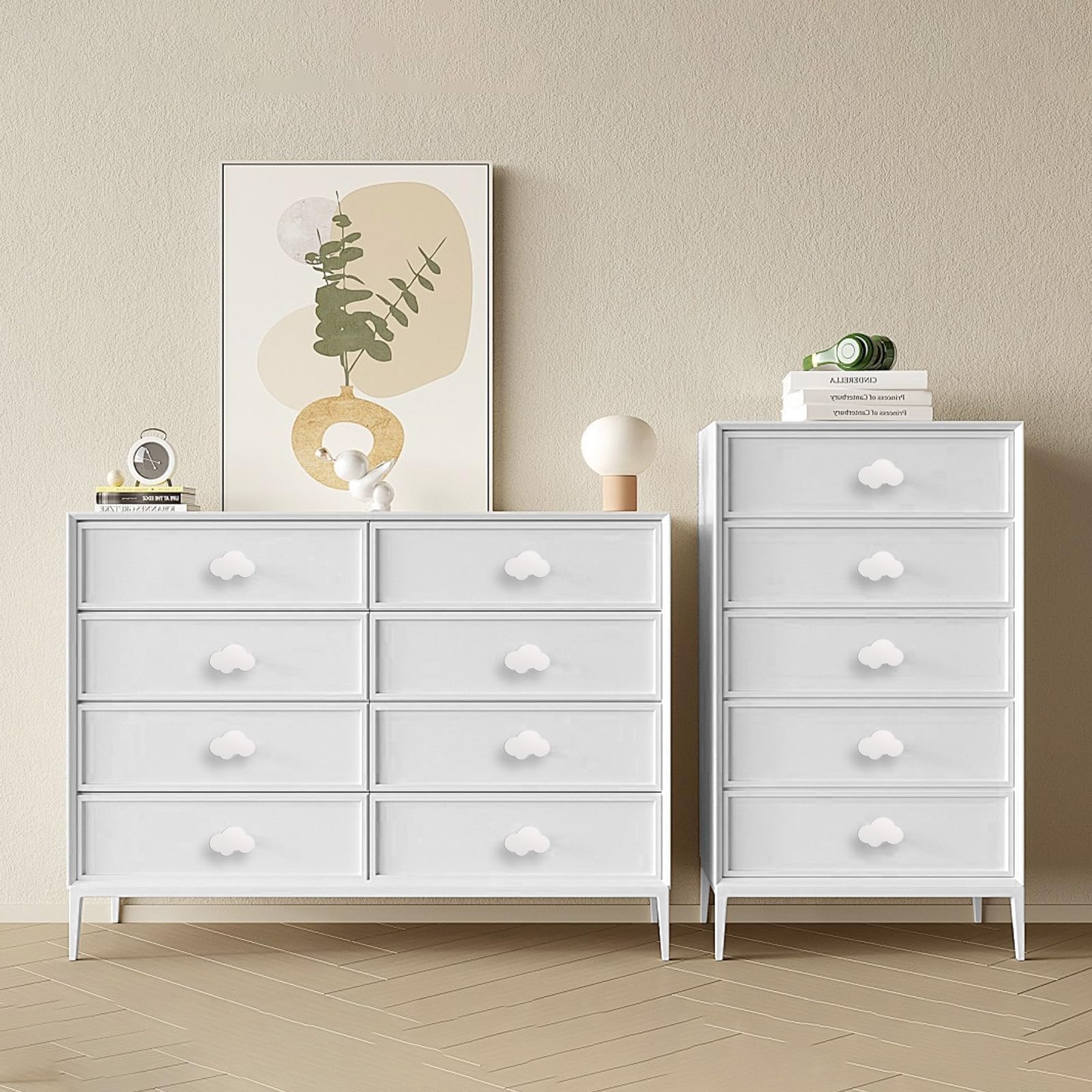White Rubber Cabinet Knobs - Cloud Shape for Nursery & Closet