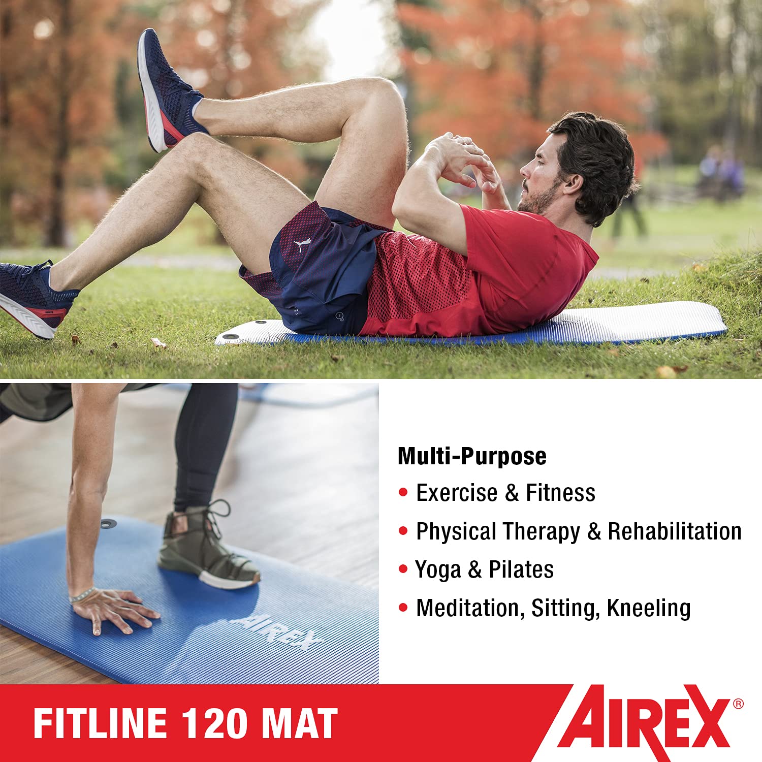 AIREX Coronella Exercise Mat - Premium Foam Workout Mat for Home Gym, Strength Training, Aerobics, Yoga & Rehabilitation | Non-Slip Fitness Mat for Floor Exercises, Water Workouts & Physical Therapy