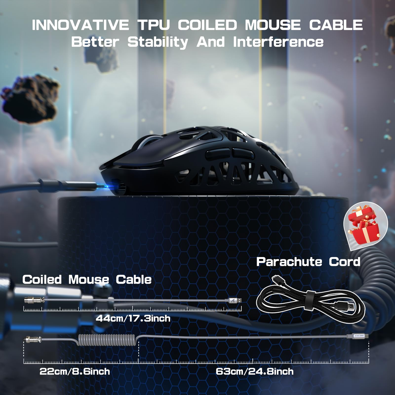 Attack Shark R2PRO 45g Ultra Lightweight Magnesium Alloy Gaming Mouse - PAW3950 Sensor, 42000 DPI, 8000Hz Polling Rate, 2.4G/BT/Wired - Programmable RGB Mouse with Coiled Cable for PC/Mac (Black) - Perfect for FPS, MOBA & Esports Gaming