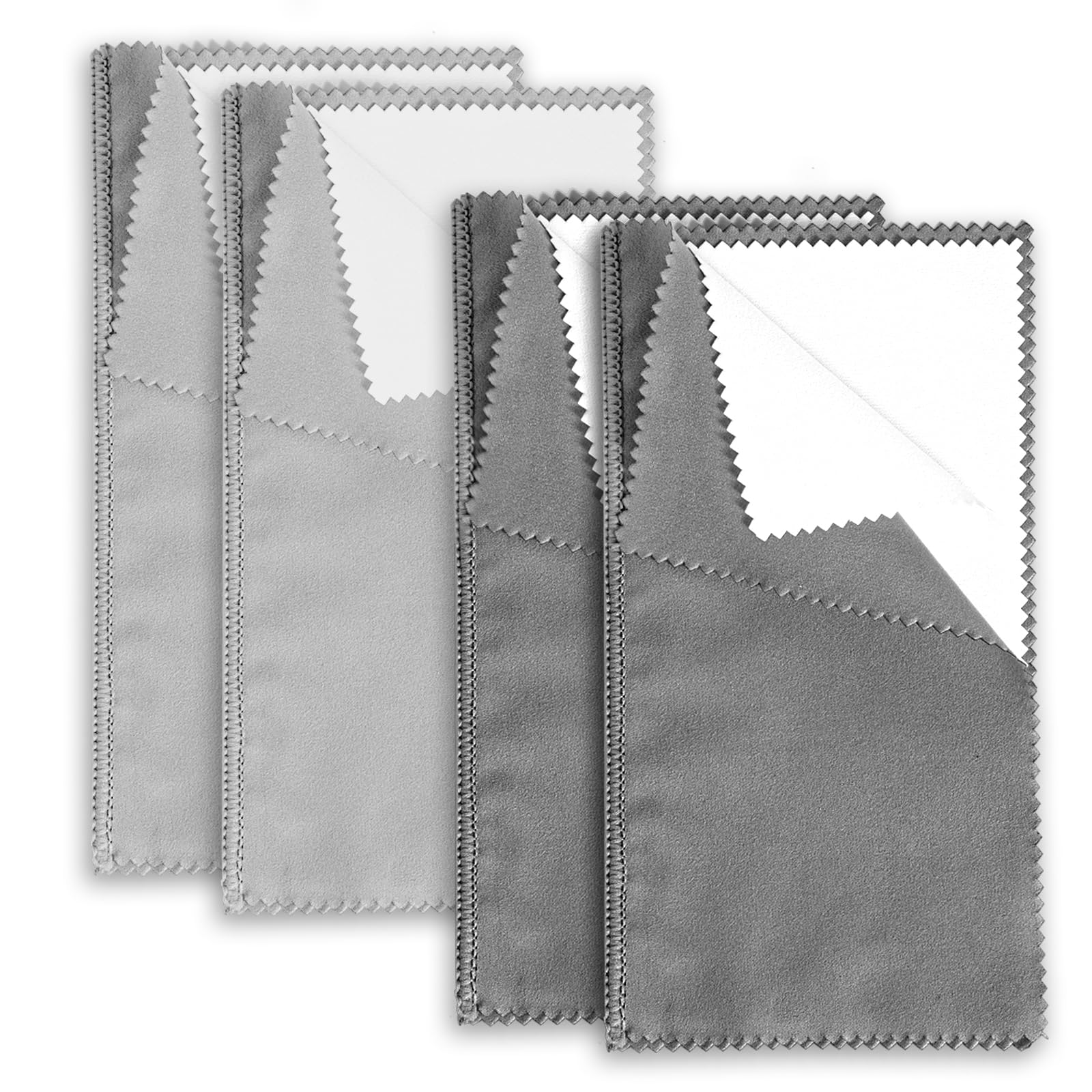 4-Pack Premium Silver Polishing Cloths (7.87x7.87 Inch) - Double-Sided Jewelry Cleaning Cloth for Silver, Gold & Platinum - Multi-Layer Scratch-Free Polishing - Perfect for Rings, Necklaces & Watches at Home or Travel
