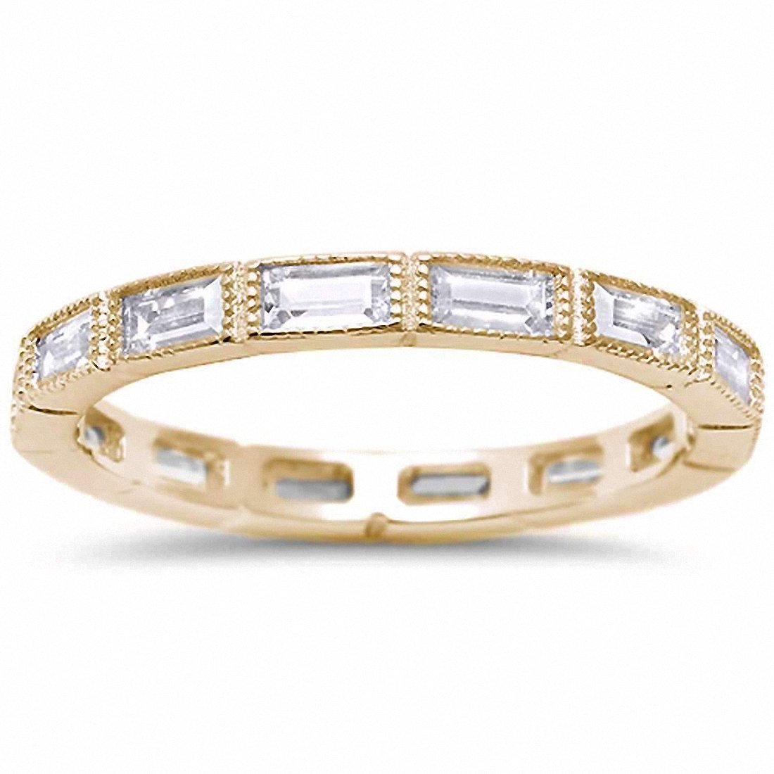 2.5mm Full Eternity Baguette Wedding Band Ring - 925 Sterling Silver (Choose Your Color) - Perfect for Anniversaries, Engagements & Bridal Jewelry Sets