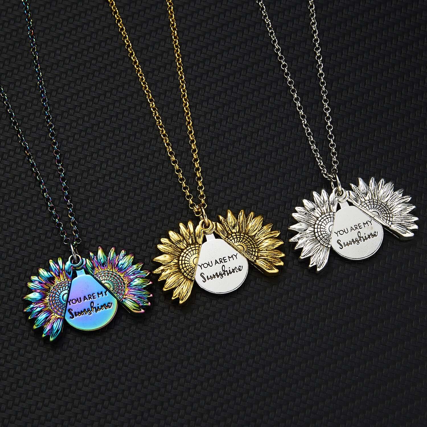 You Are My Sunshine Sunflower Pendant Locket Necklace - Sterling Silver Heart Charm Jewelry Gift for Women, Mom, Daughter | Perfect for Birthdays, Anniversaries & Mother's Day | HN100