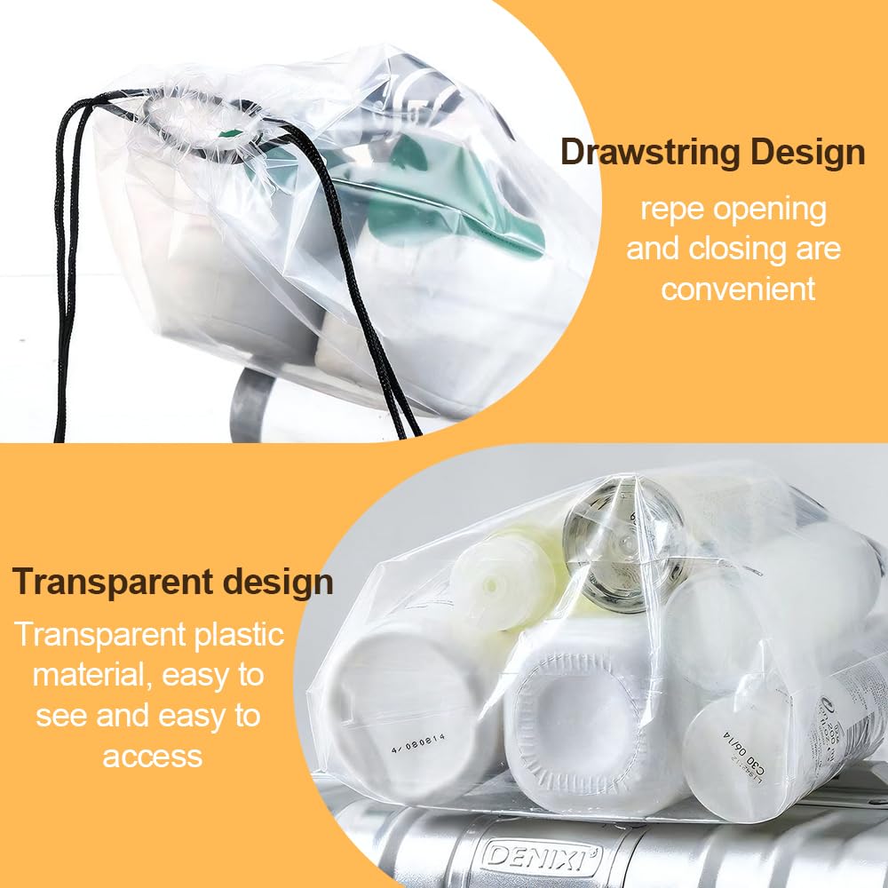 100 Pcs Clear Plastic Drawstring Shoe Bags for Travel & Storage - 16