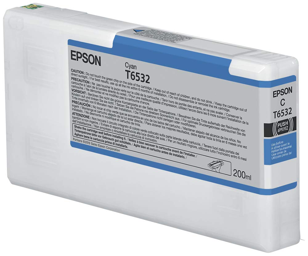 Epson UltraChrome HDR Ink Cartridge - 200ml Cyan (T653200) | High-Quality Printer Ink for Professional Photo Printing & Fine Art Reproduction | Perfect for Graphic Designers & Photography Studios